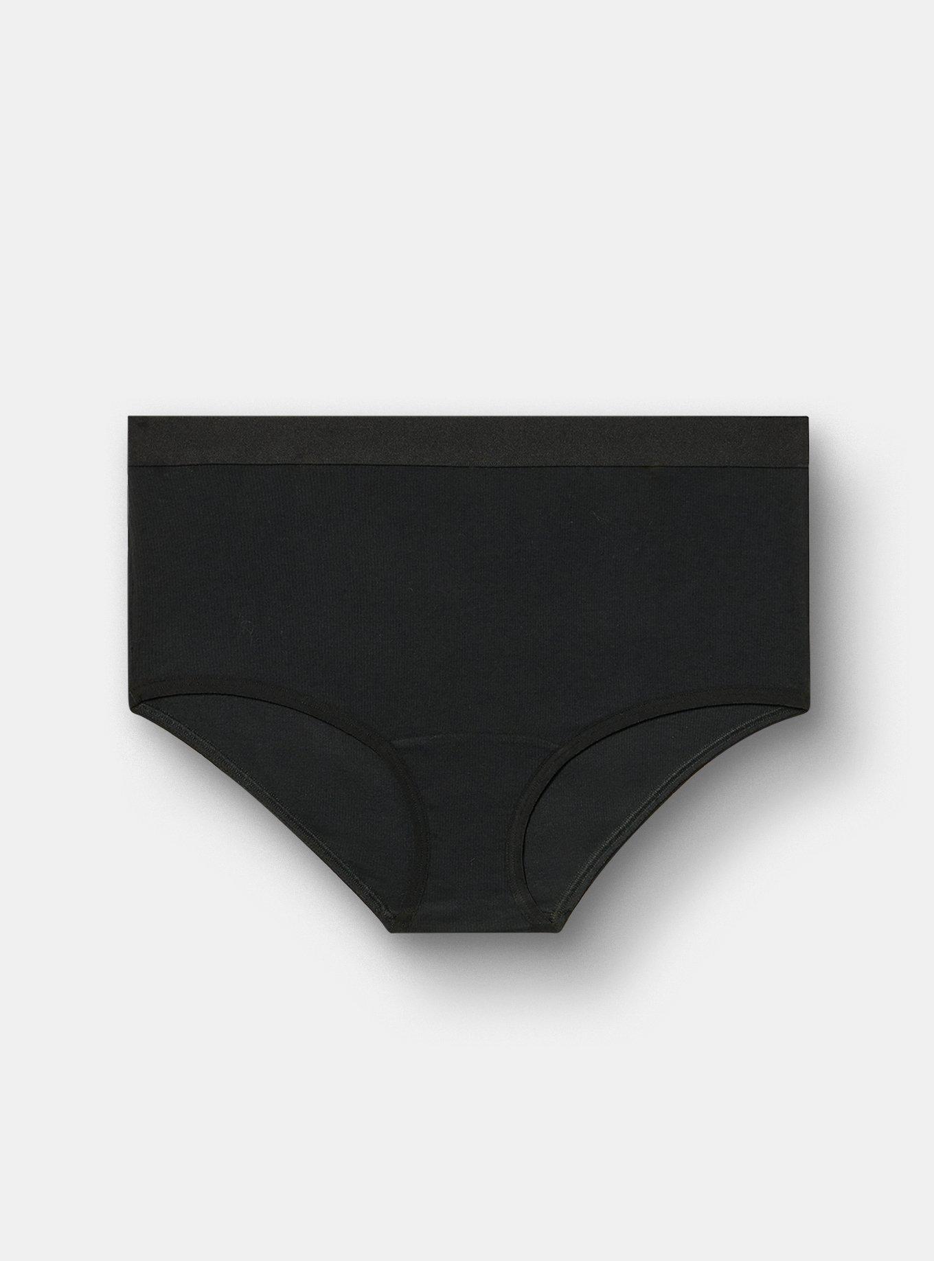 Cotton Rib Mid-Rise Brief Panty, RICH BLACK, hi-res