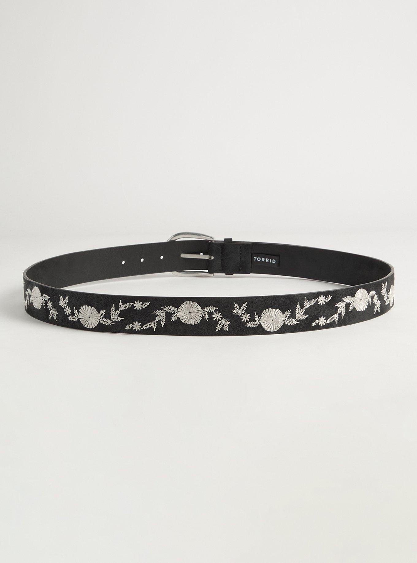 Embroidered Denim Belt