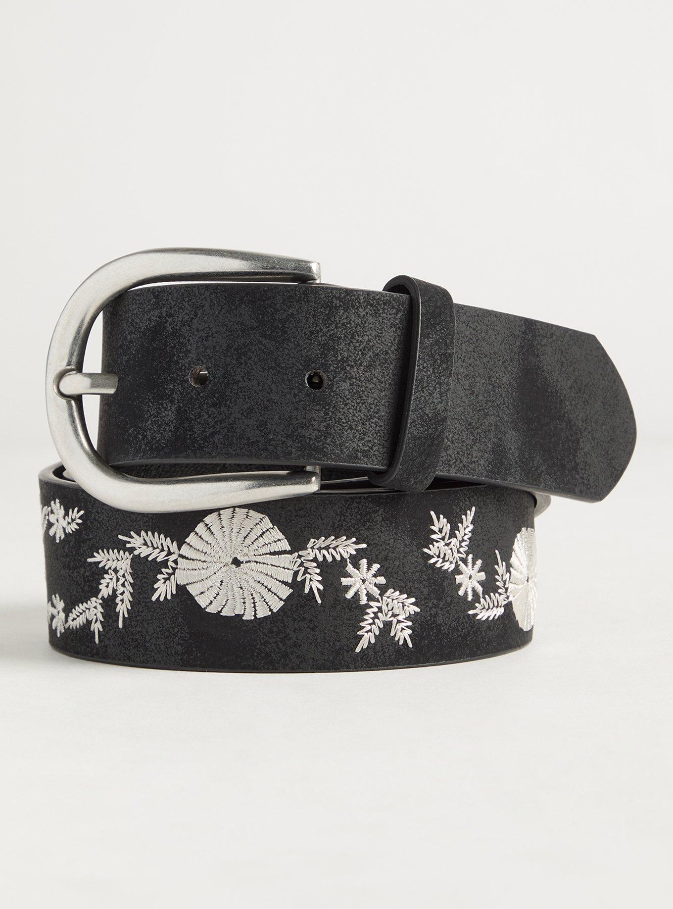 Embroidered Denim Belt