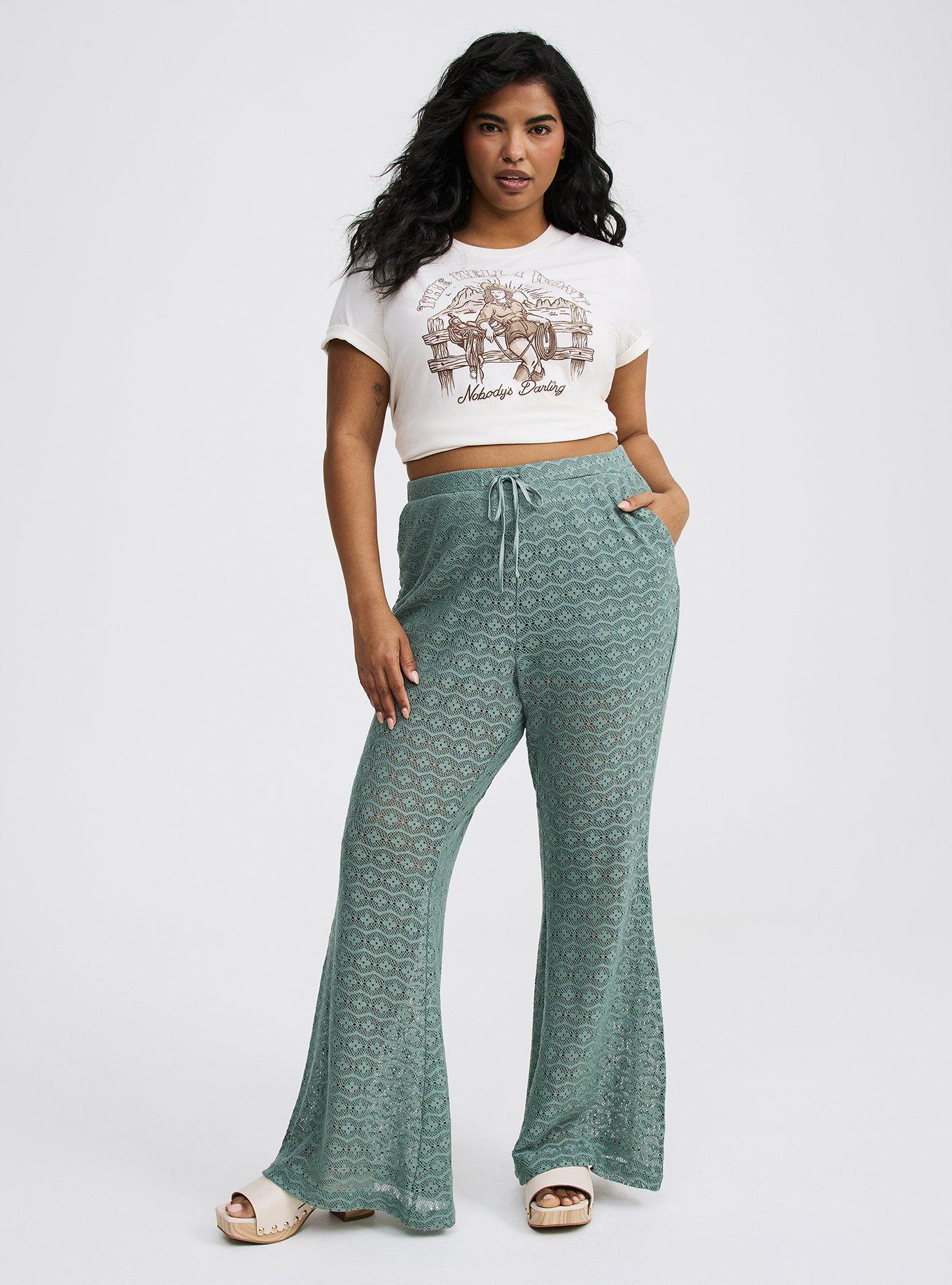High-Rise Flare Leg Crochet Pant