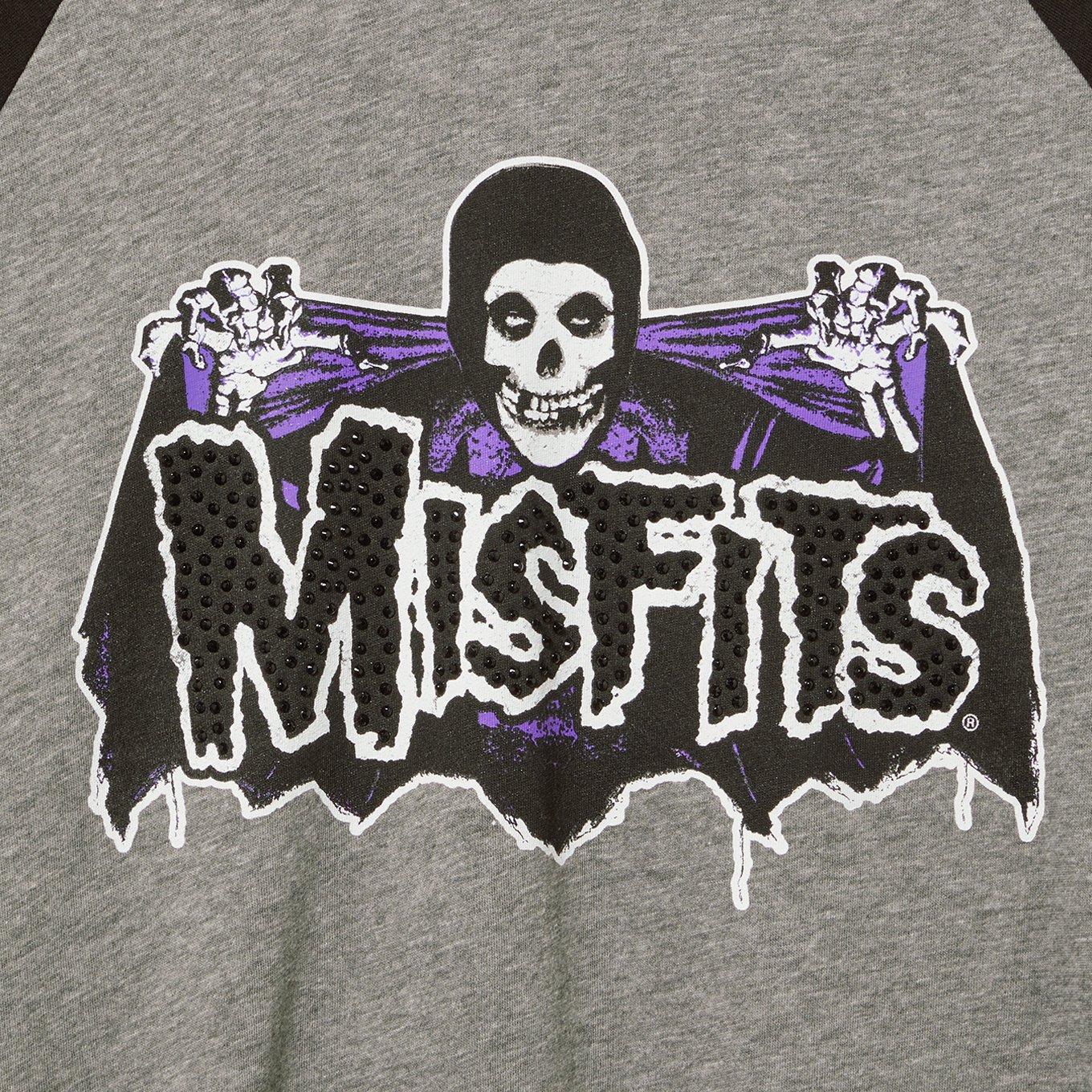 Plus Size Misfits Cotton Jersey Raglan Tee, MISFITS DEEP BLACK/ HEATHER GRAY, swatch
