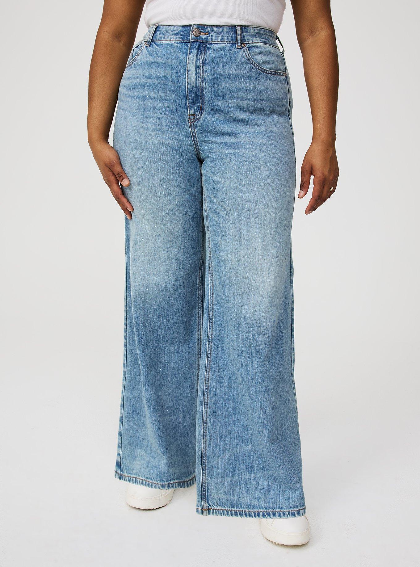 High-Rise Wide-Leg Rhinestone Jean