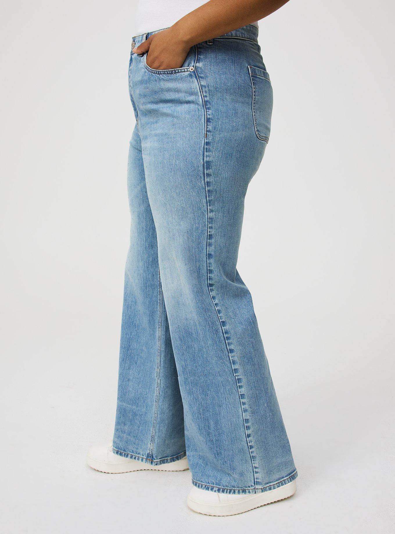 High-Rise Wide-Leg Rhinestone Jean