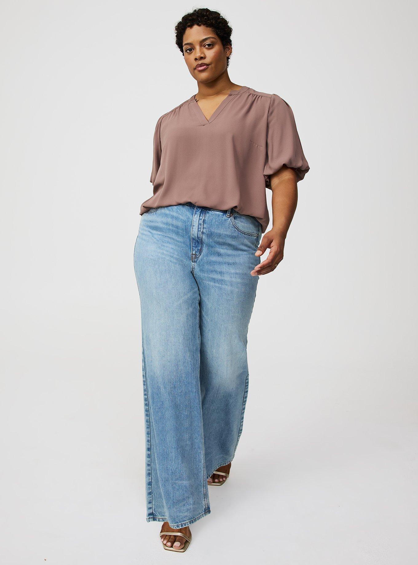 High-Rise Wide-Leg Rhinestone Jean
