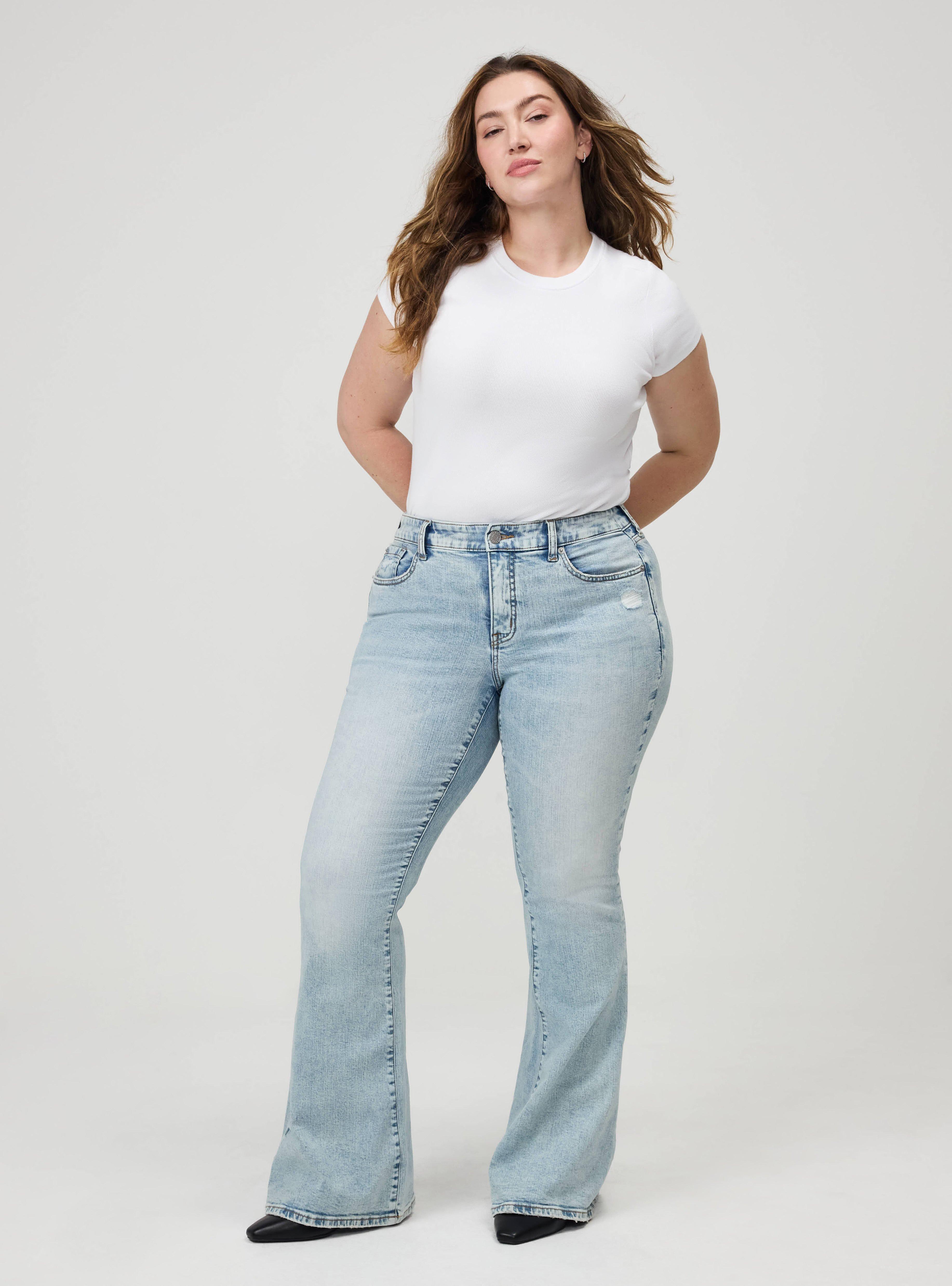 Plus Size Perfect Super-Flare Mid-Rise Jean, ROUND UP, alternate