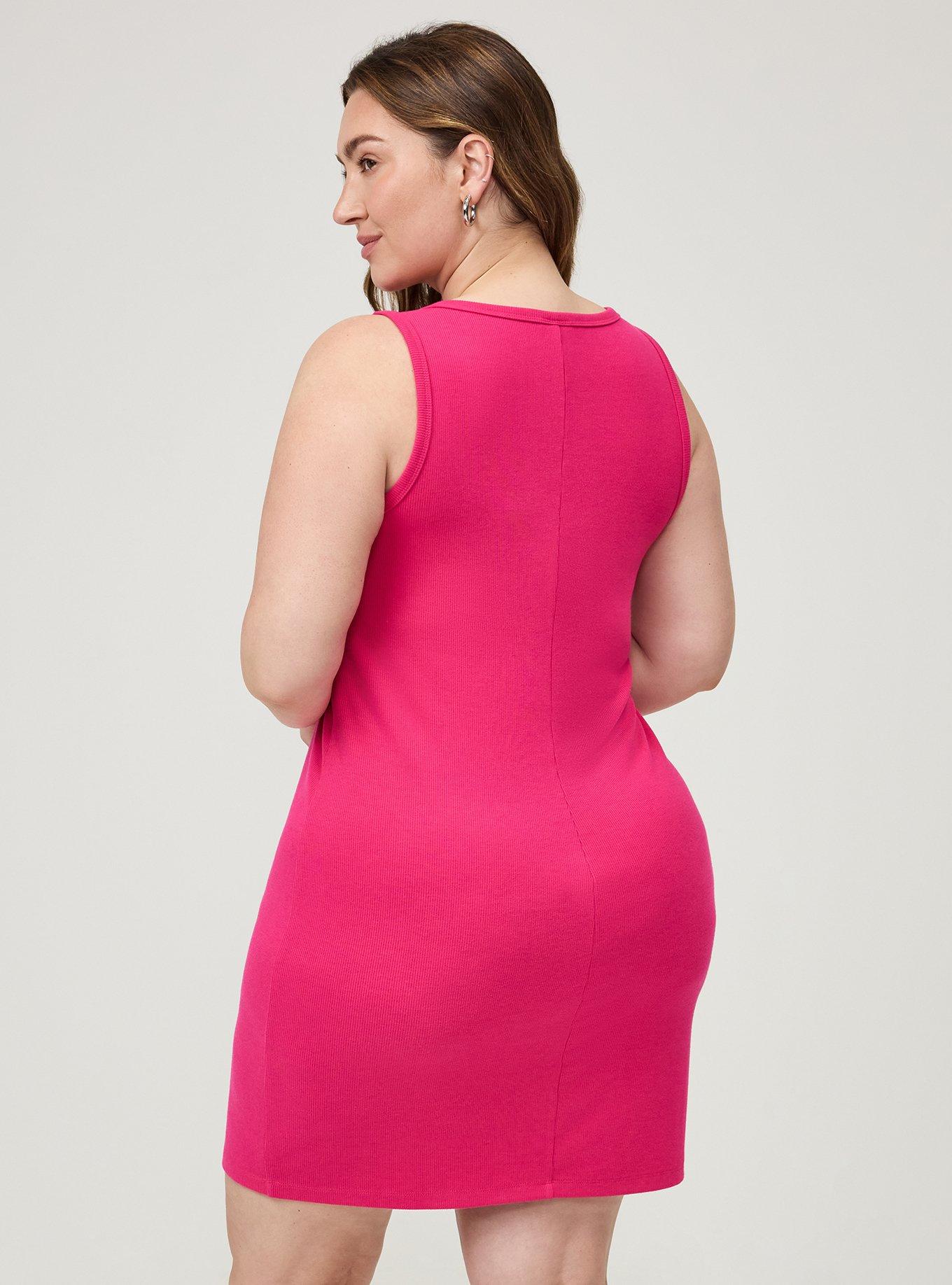 Ribbed V-Neck Mini Dress, BEETROOT PURPLE, alternate