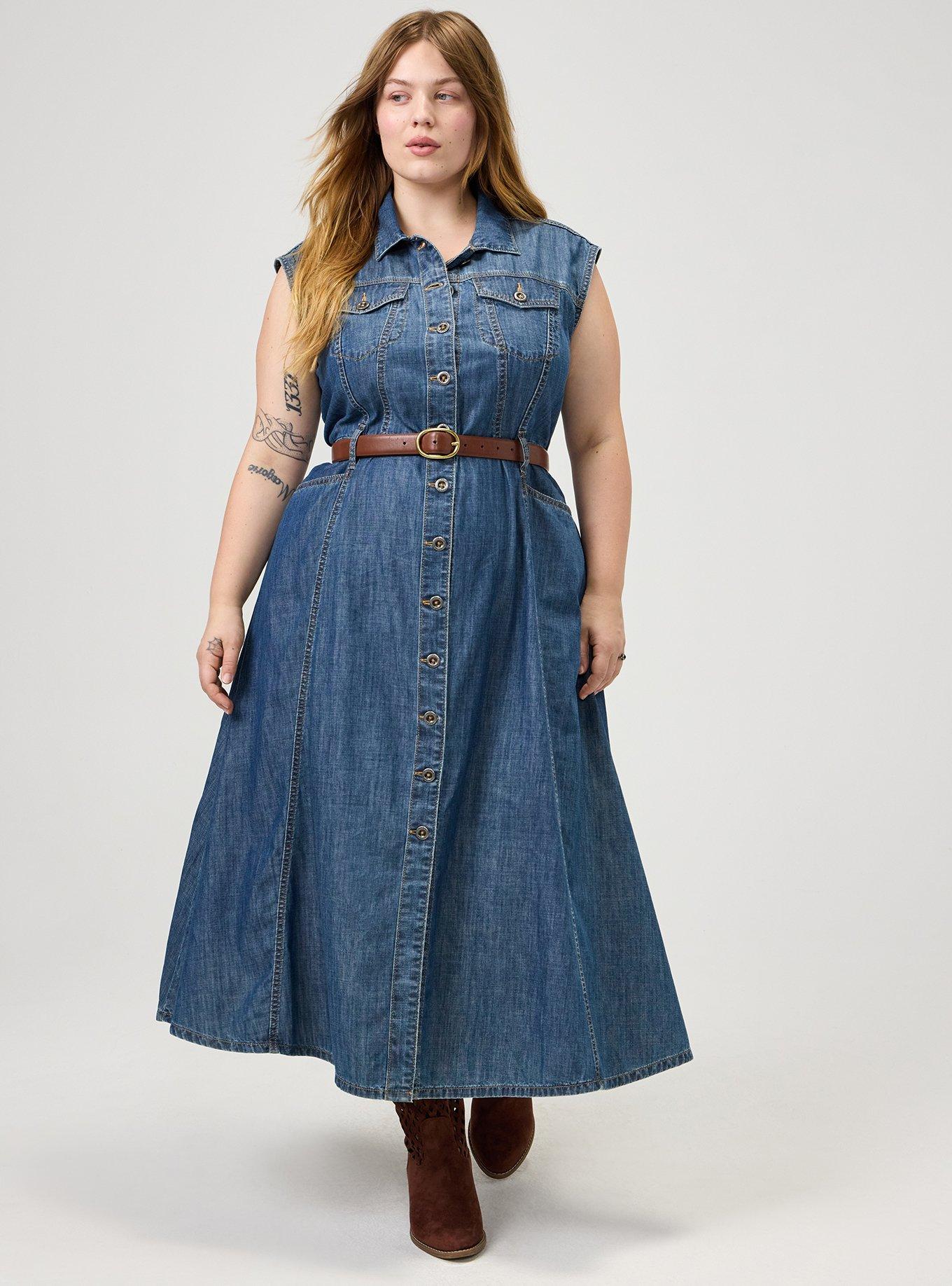 Denim Trucker Dress, DENIM, alternate