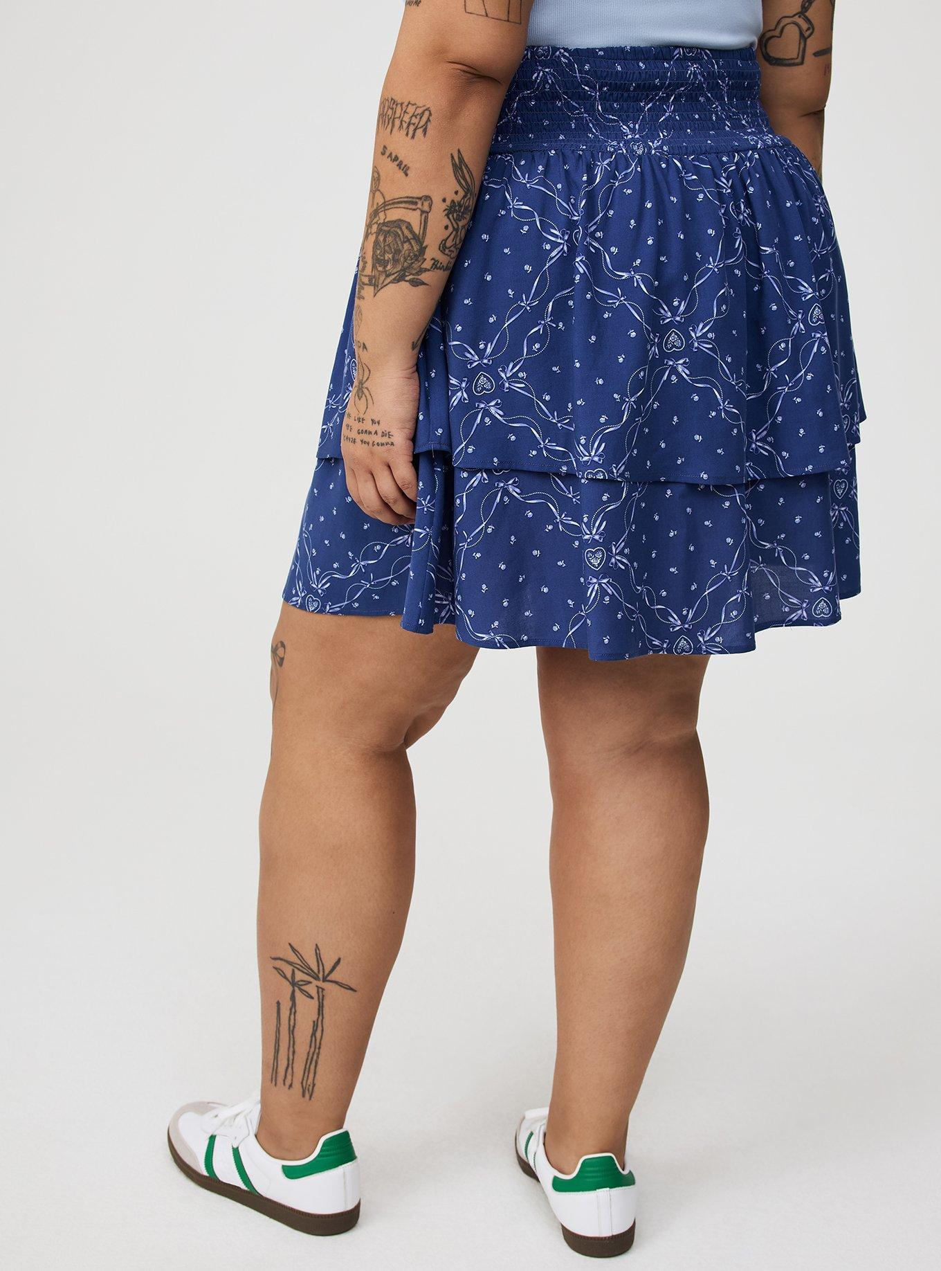 Mini Double-Ruffle V-Waist Skirt