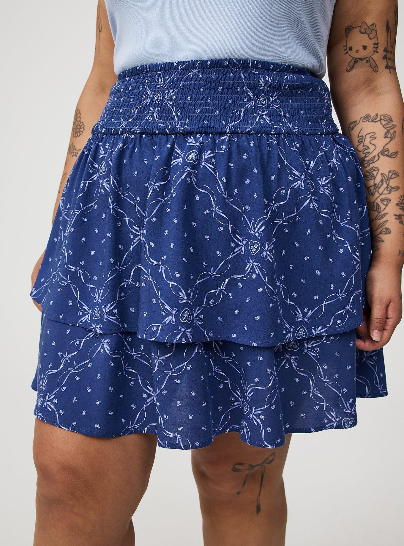 Mini Double-Ruffle V-Waist Skirt
