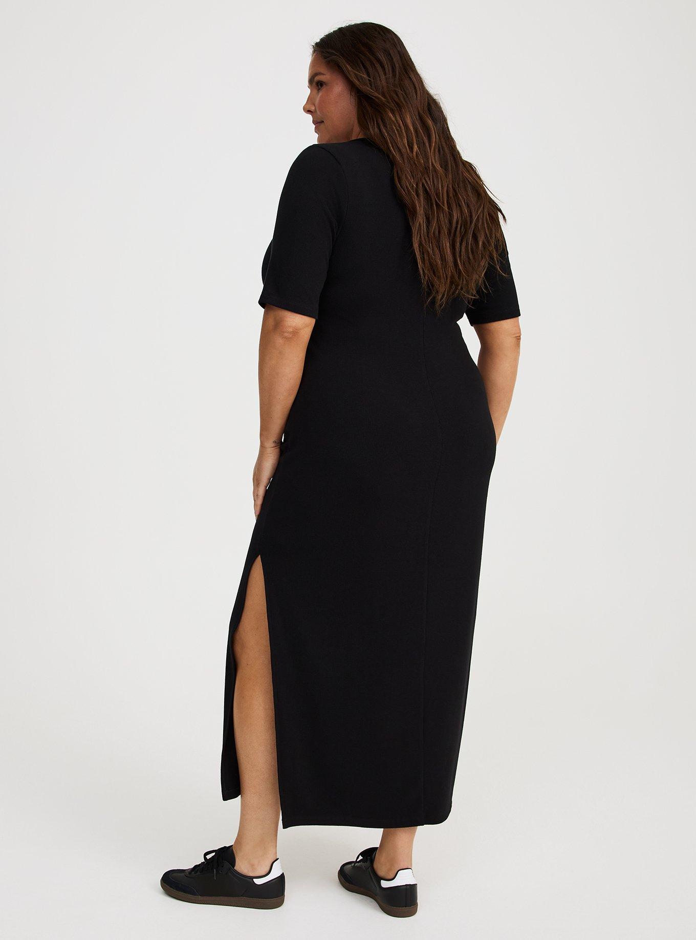Maxi Rib Henley Column Dress