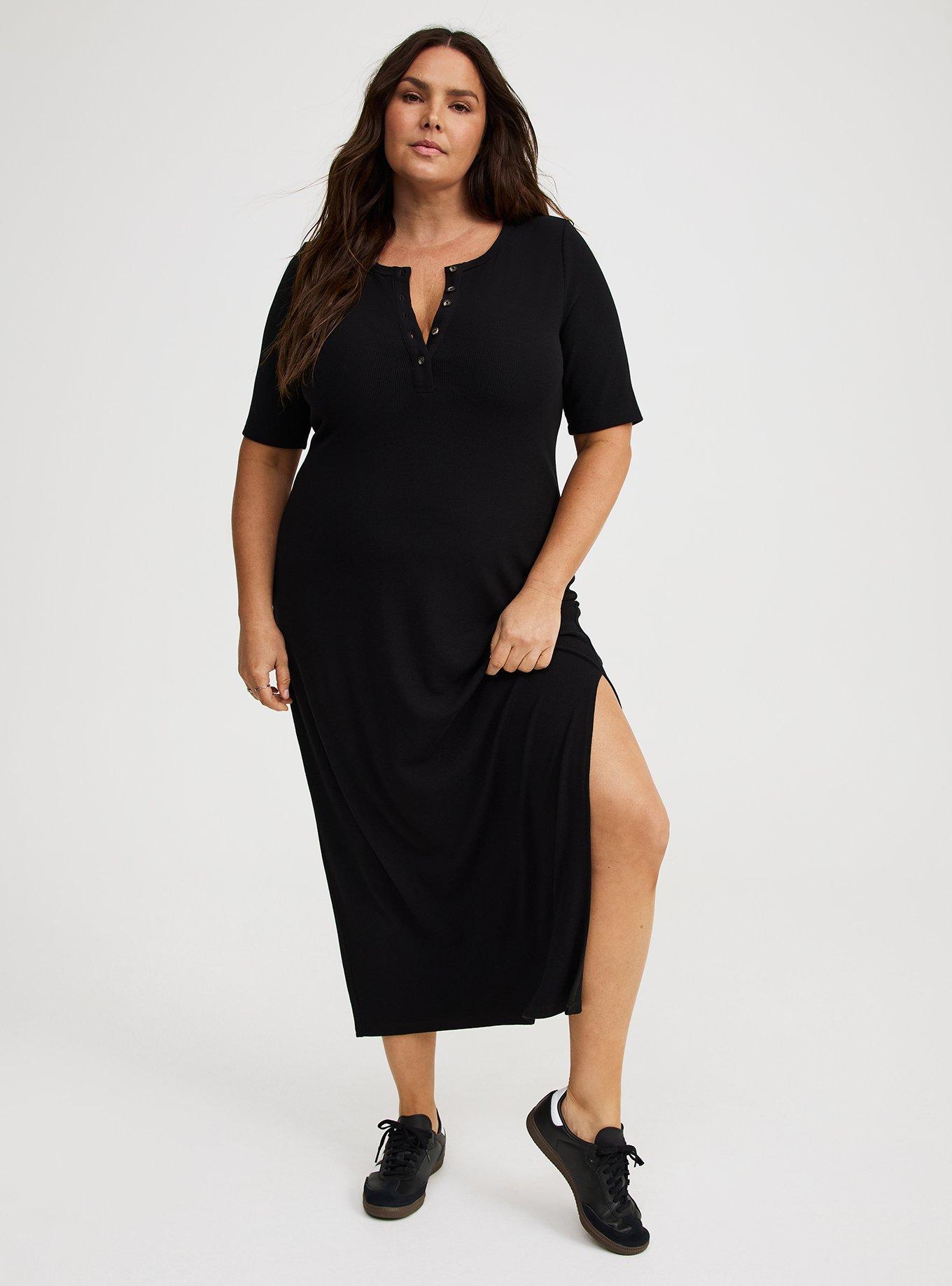 Maxi Rib Henley Column Dress