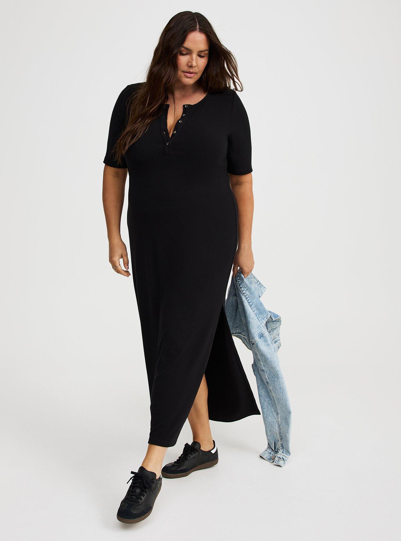 Maxi Rib Henley Column Dress