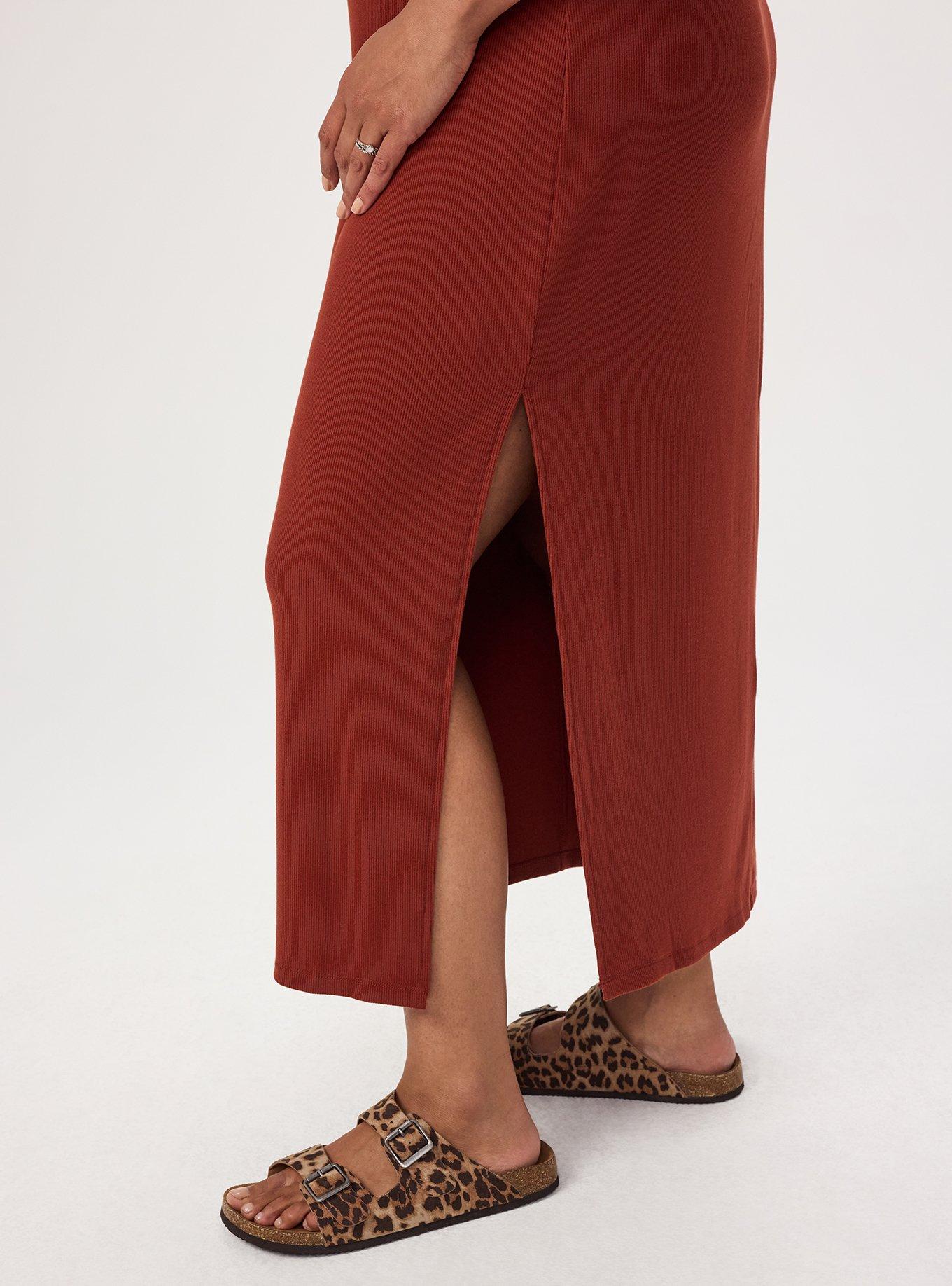 Plus Size Ribbed Henley Maxi Dress, ROASTED RUSSET, alternate