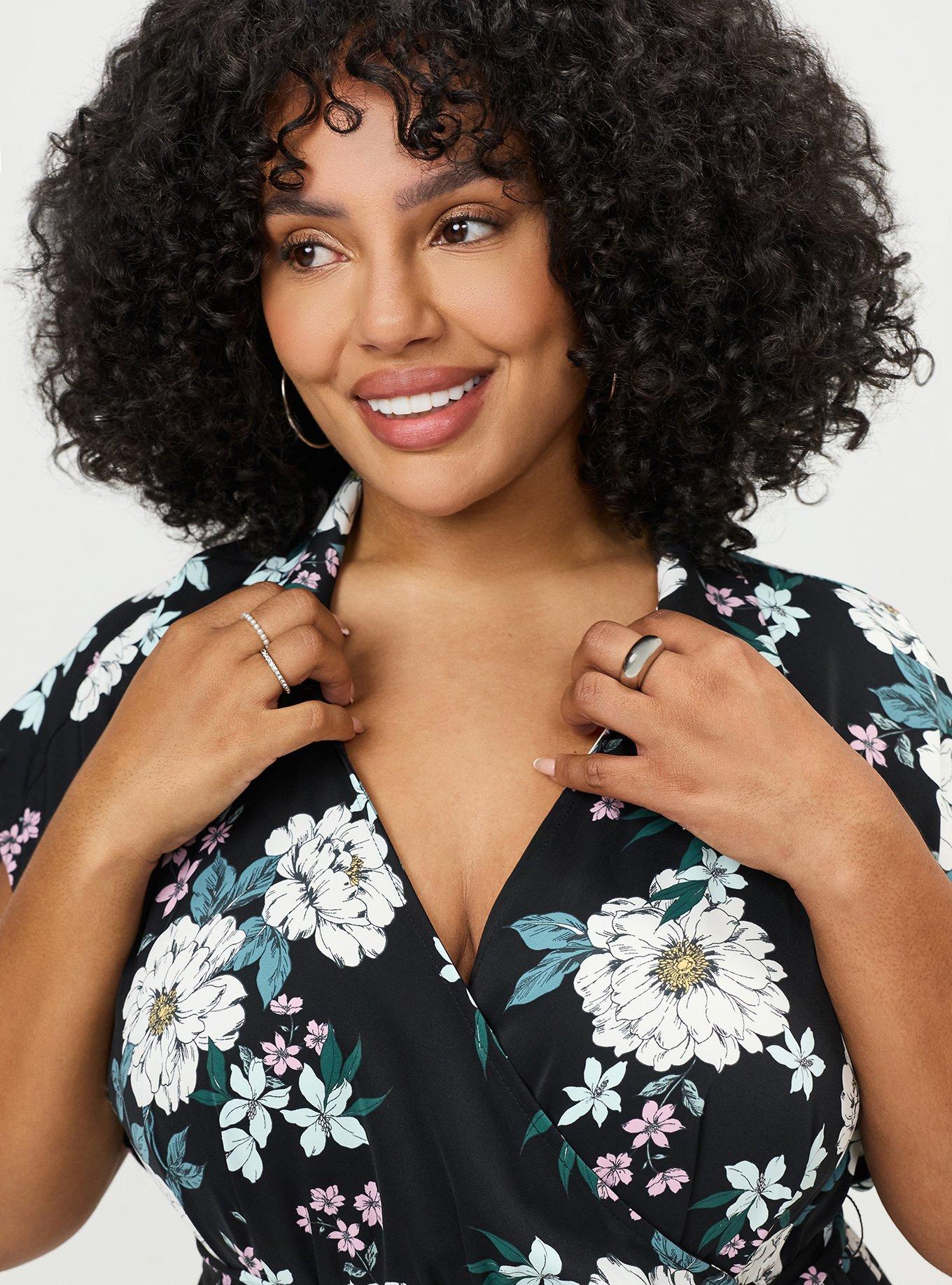 Collared Tea-Length Dress, ARIANA FLORAL BLACK, alternate