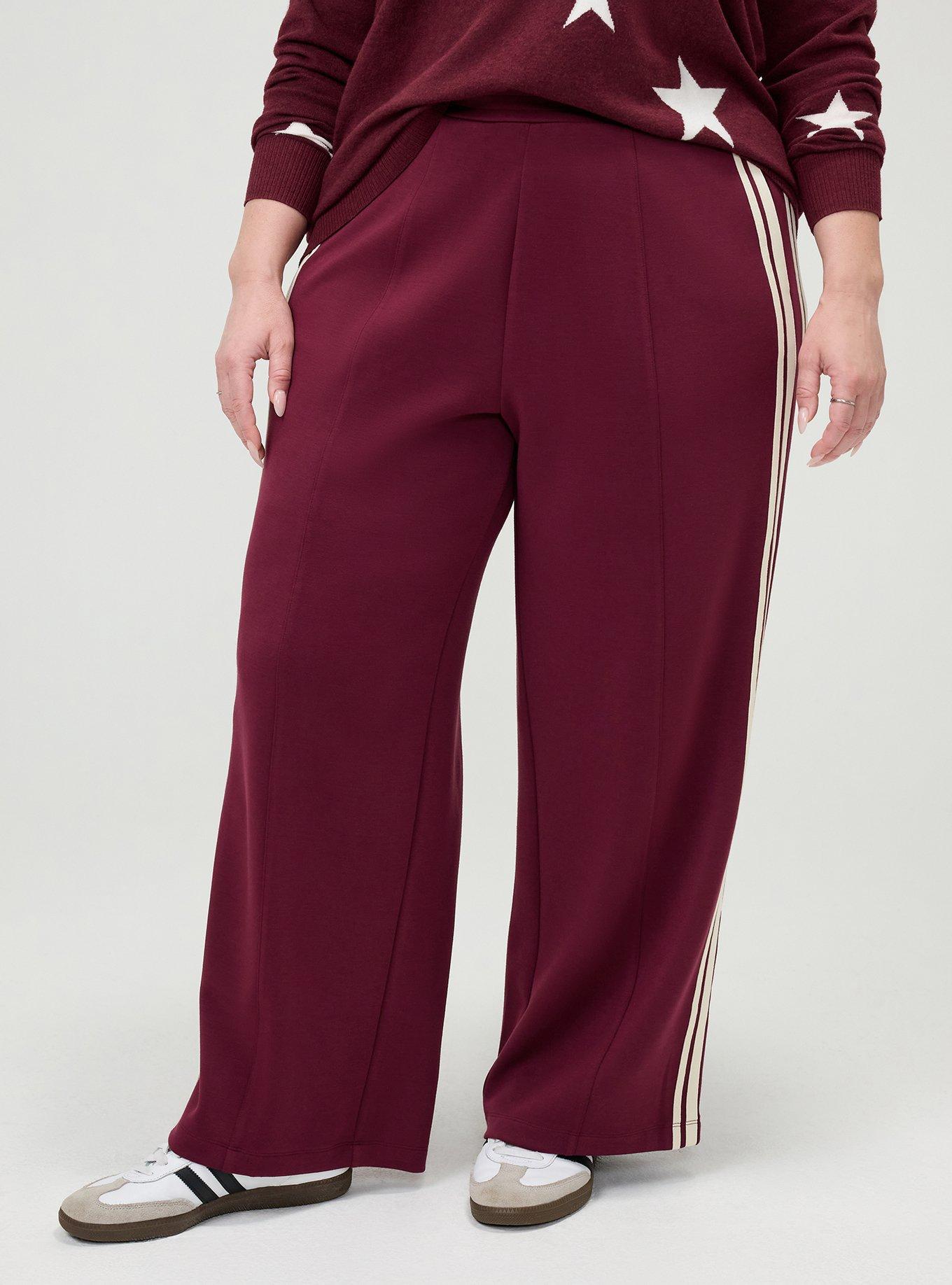 Plus Size High-Rise Pull-On Track Pant, MAROON BANNER, alternate
