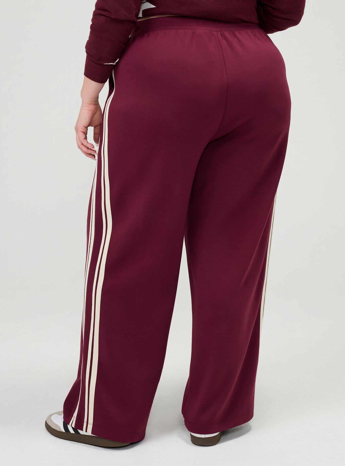 Plus Size High-Rise Pull-On Track Pant, MAROON BANNER, alternate