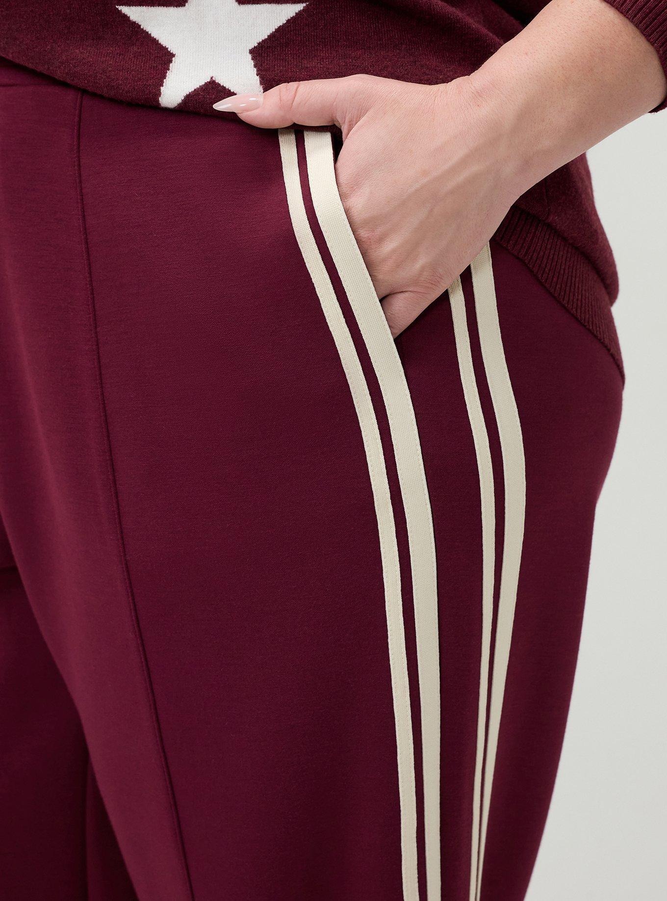 Plus Size High-Rise Pull-On Track Pant, MAROON BANNER, alternate