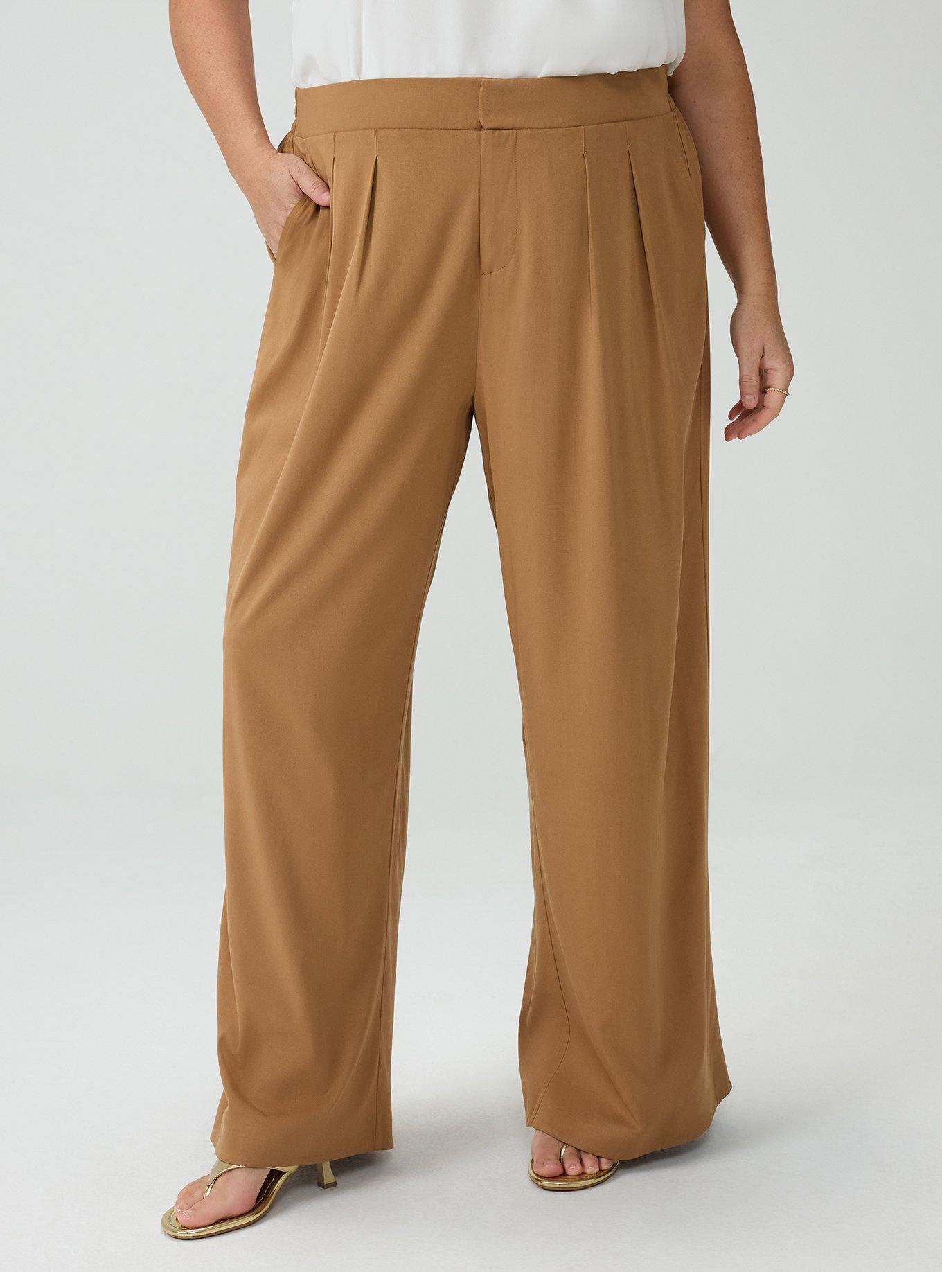Wide-Leg Challis Buckle-Back Pant, CHIPMUNK, alternate