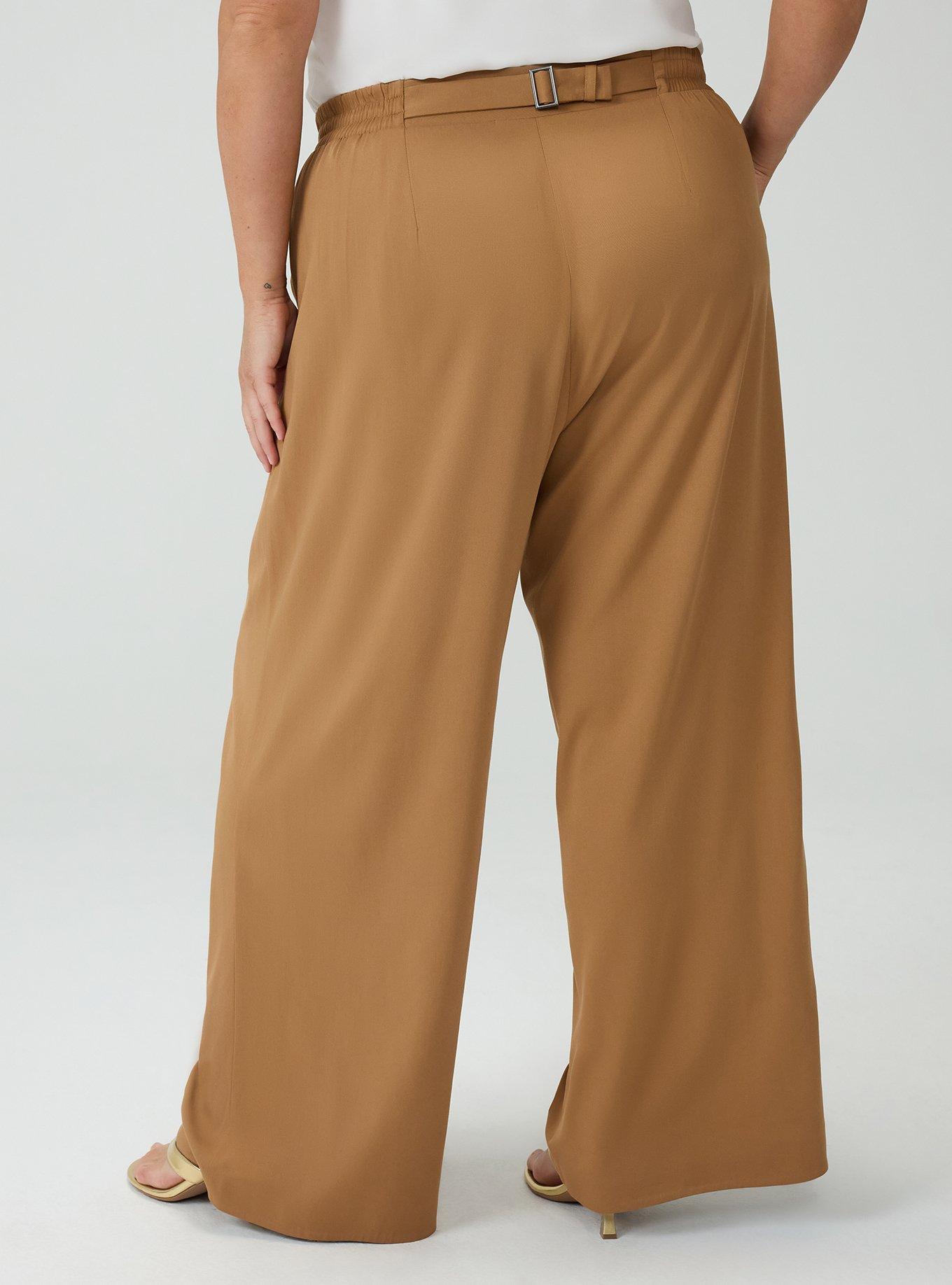 Wide-Leg Challis Buckle-Back Pant, CHIPMUNK, alternate
