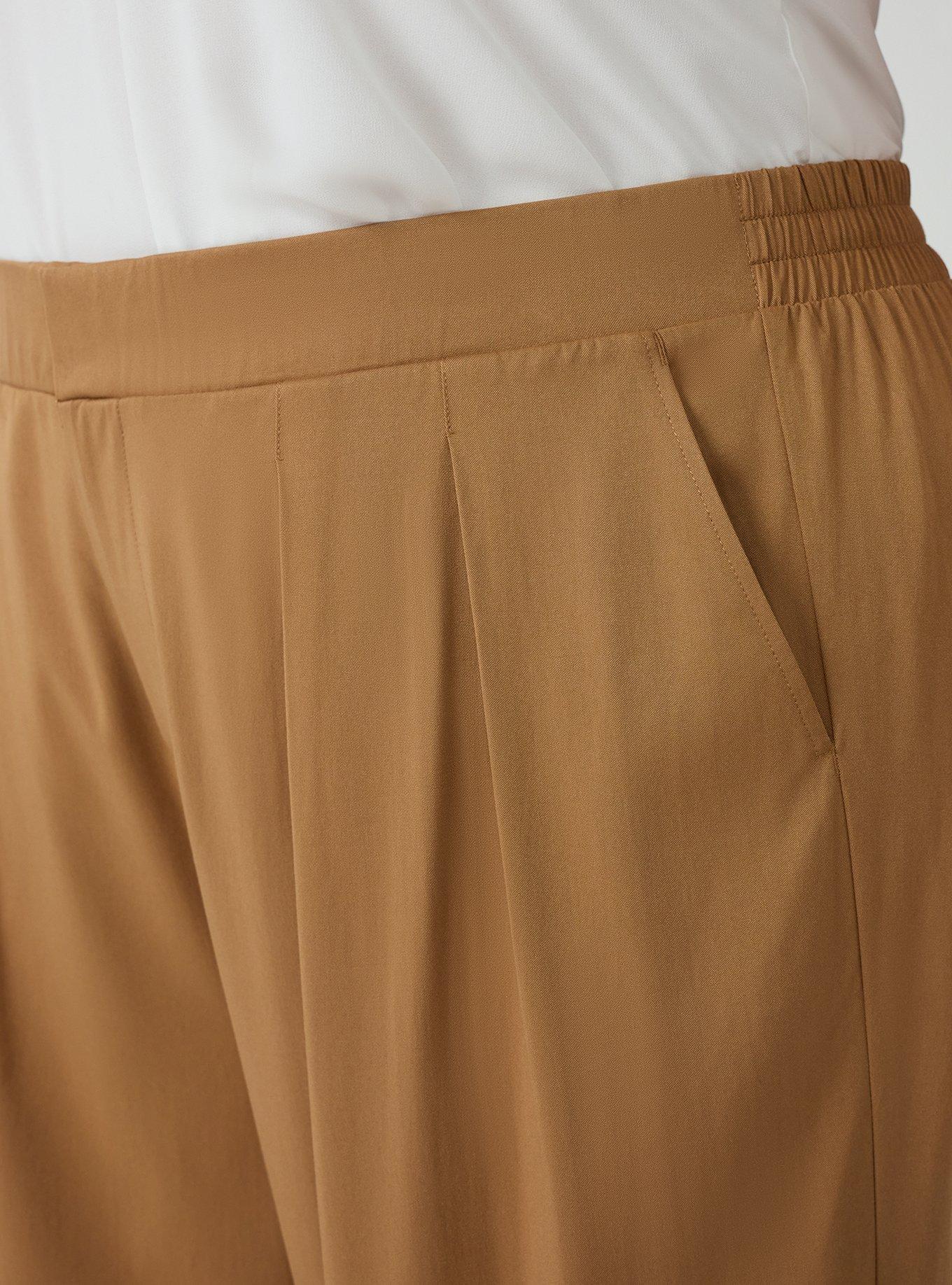 Wide-Leg Challis Buckle-Back Pant, CHIPMUNK, alternate