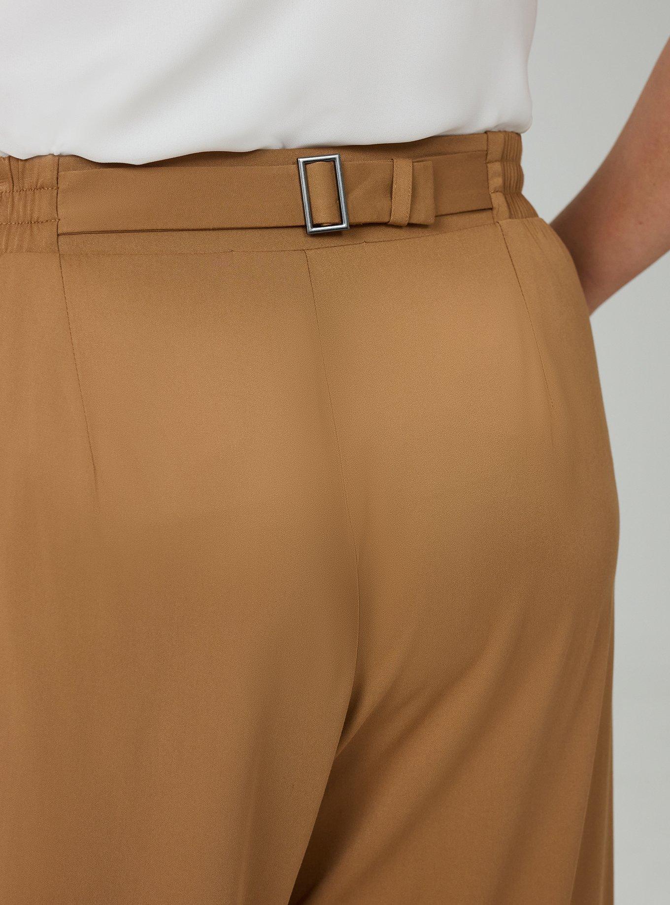 Wide-Leg Challis Buckle-Back Pant, CHIPMUNK, alternate