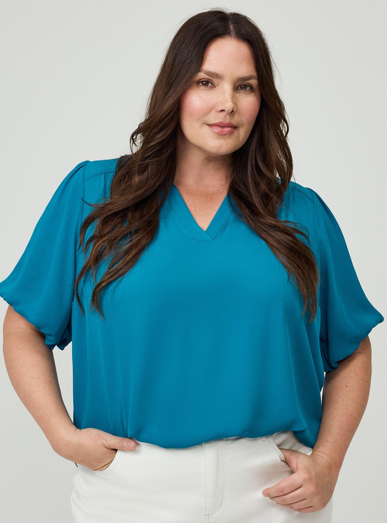 Harper Georgette Puff Sleeve Blouse, OCEAN DEPTHS, alternate