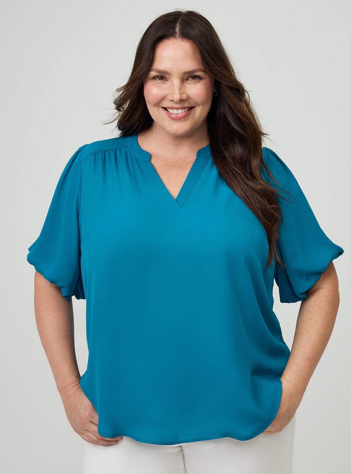 Harper Georgette Puff Sleeve Blouse, OCEAN DEPTHS, hi-res