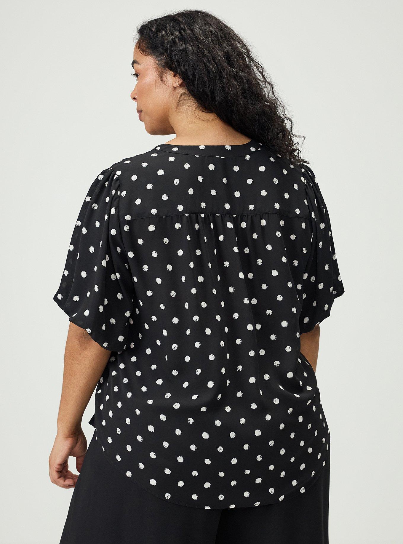 Harper Georgette Puff Sleeve Blouse, COMMIT DOT BLACK, alternate