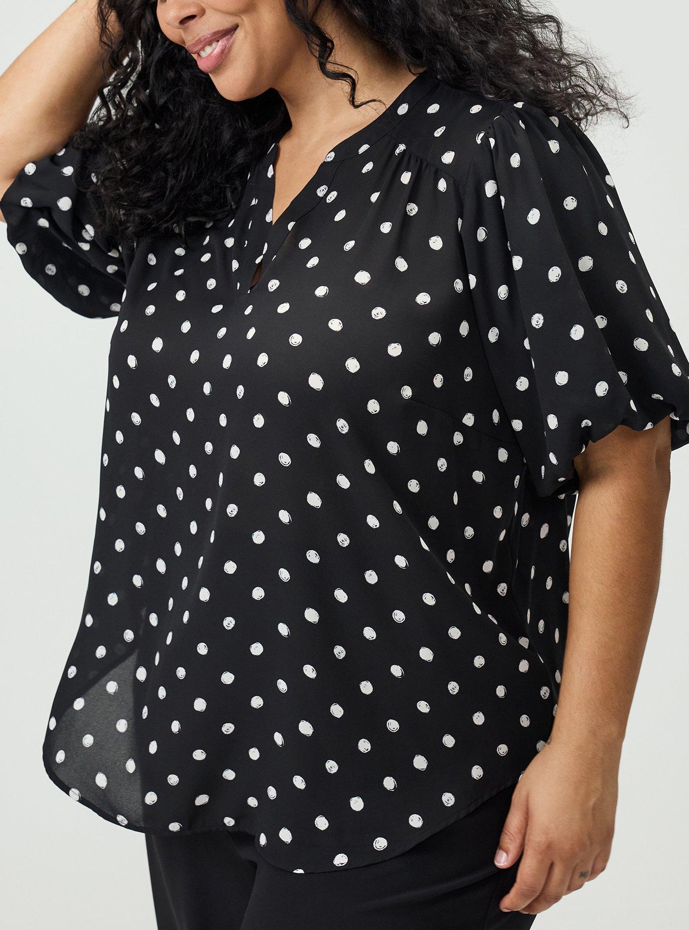 Harper Georgette Puff Sleeve Blouse, COMMIT DOT BLACK, alternate