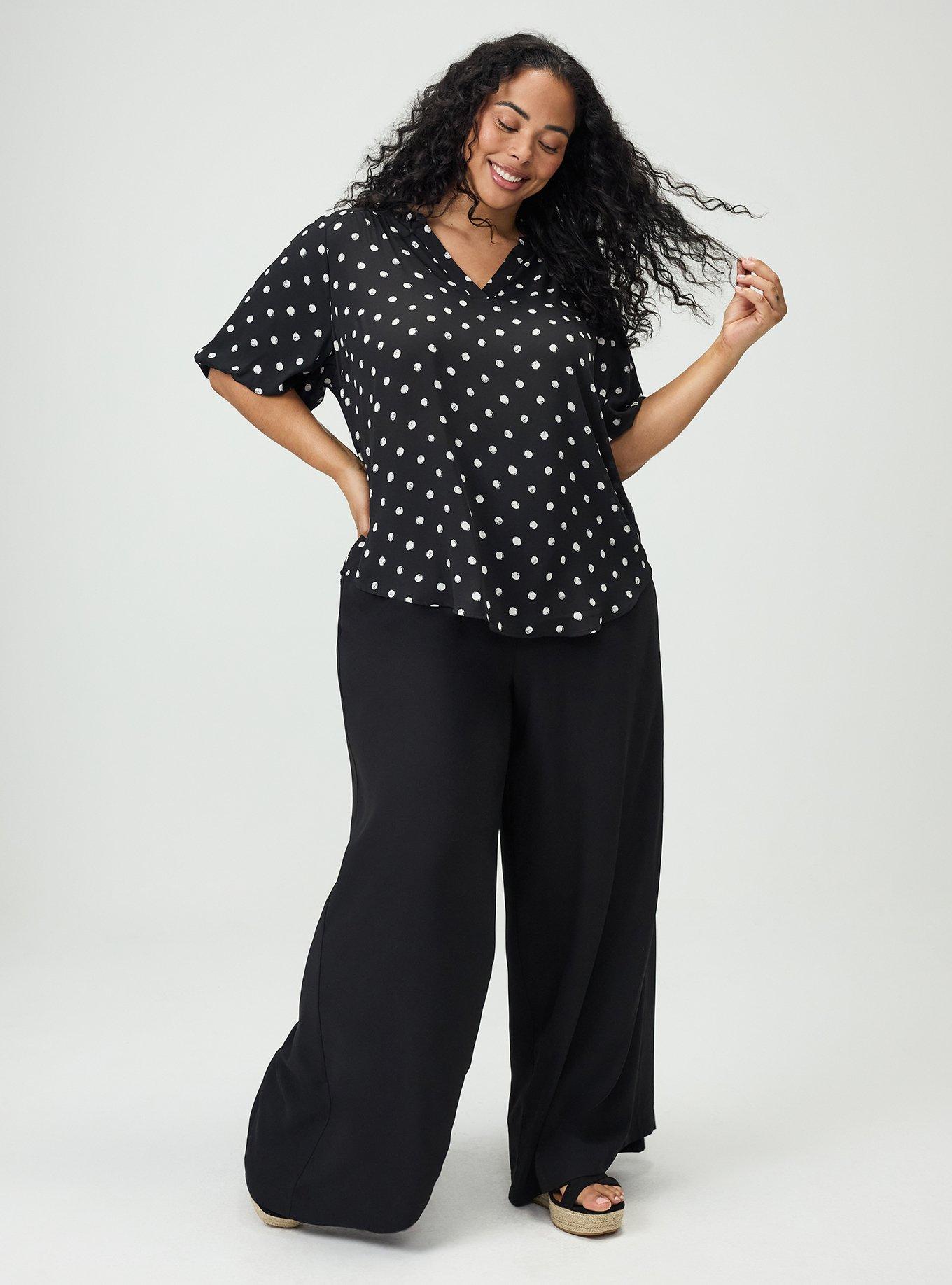 Harper Georgette Puff Sleeve Blouse, COMMIT DOT BLACK, alternate