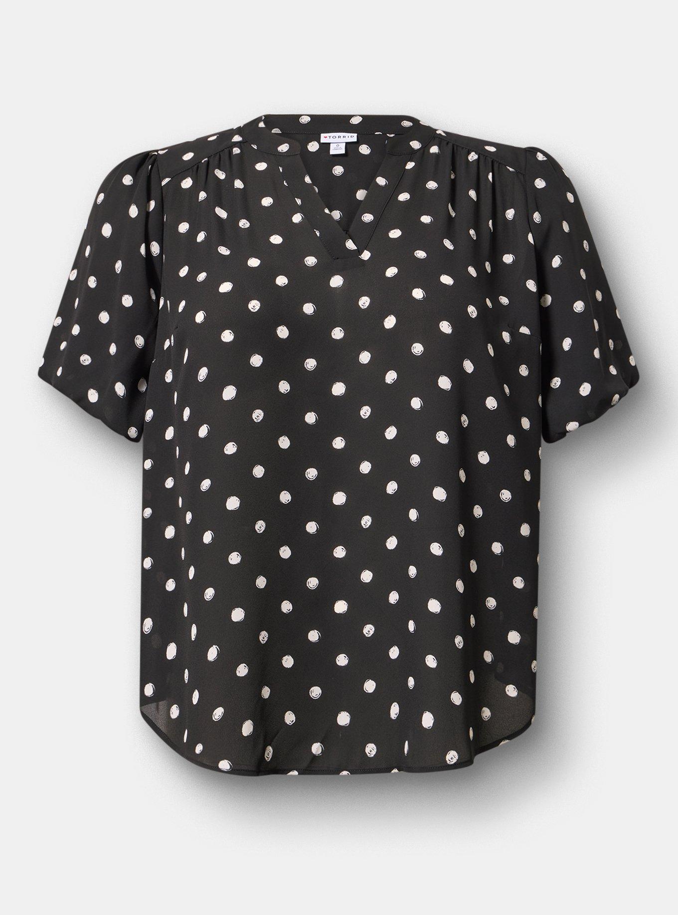 Harper Georgette Puff Sleeve Blouse, COMMIT DOT BLACK, hi-res