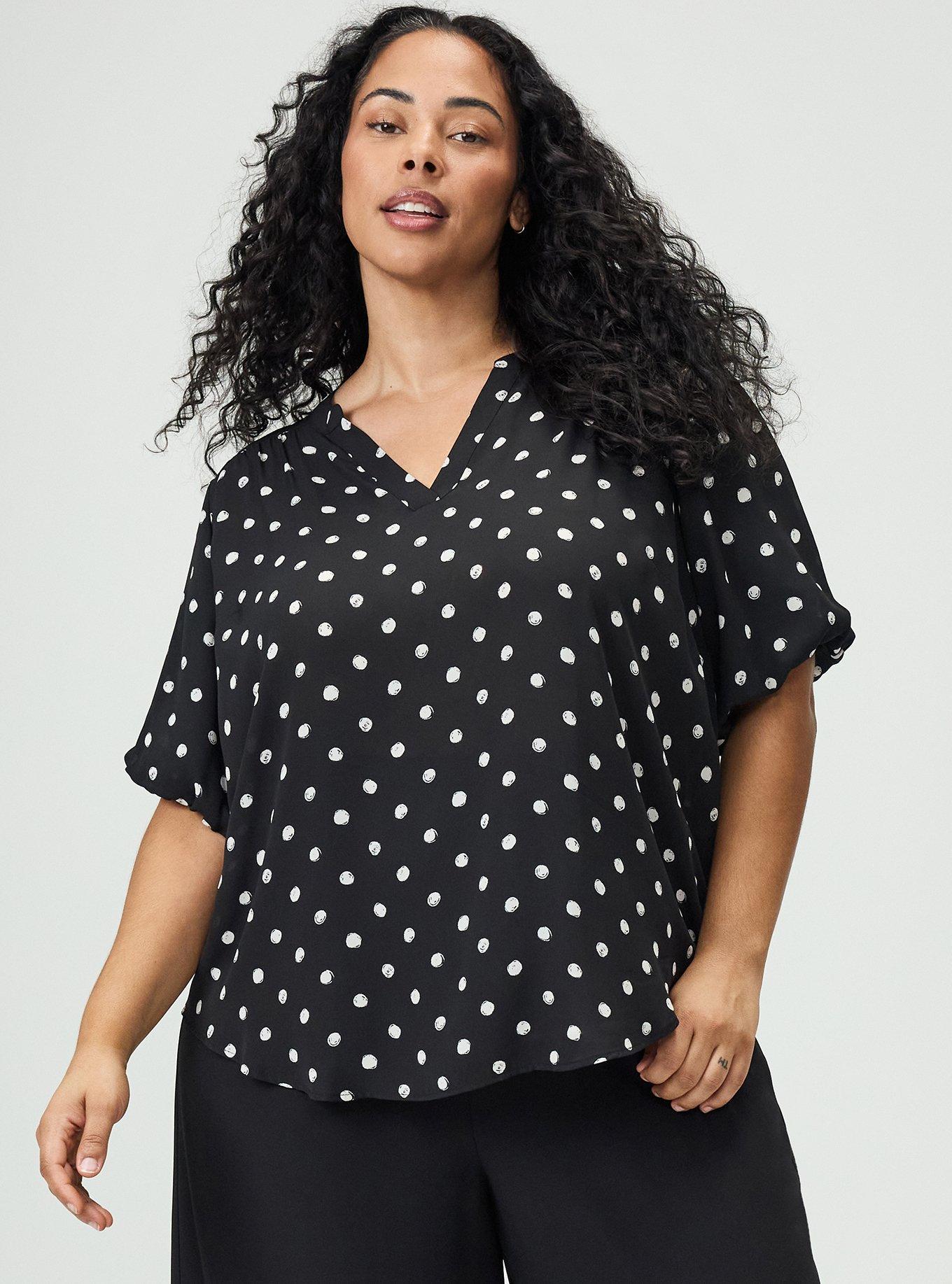 Harper Georgette Puff Sleeve Blouse, COMMIT DOT BLACK, hi-res