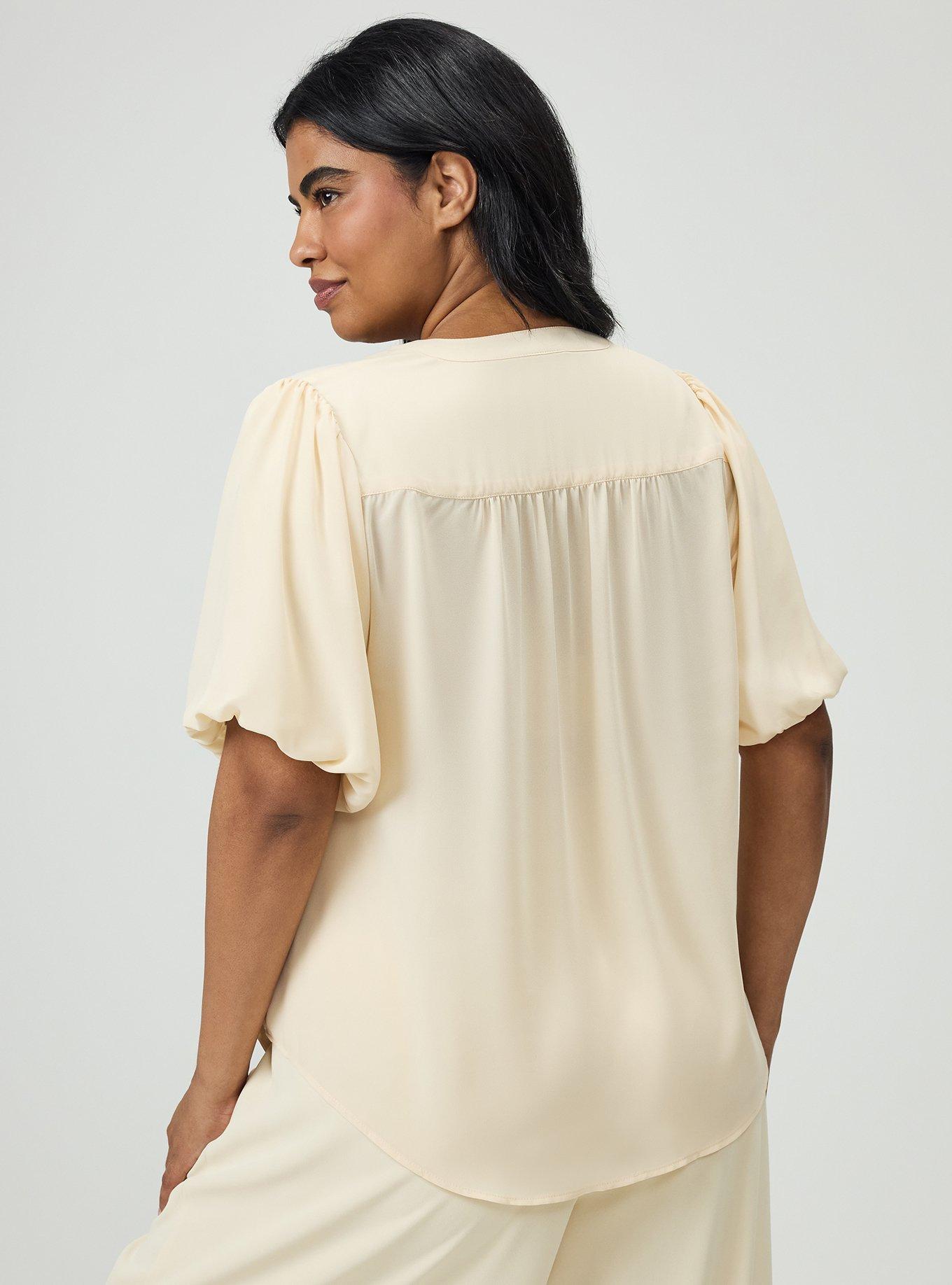 Harper Georgette Puff Sleeve Blouse, CREME BRULEE, alternate