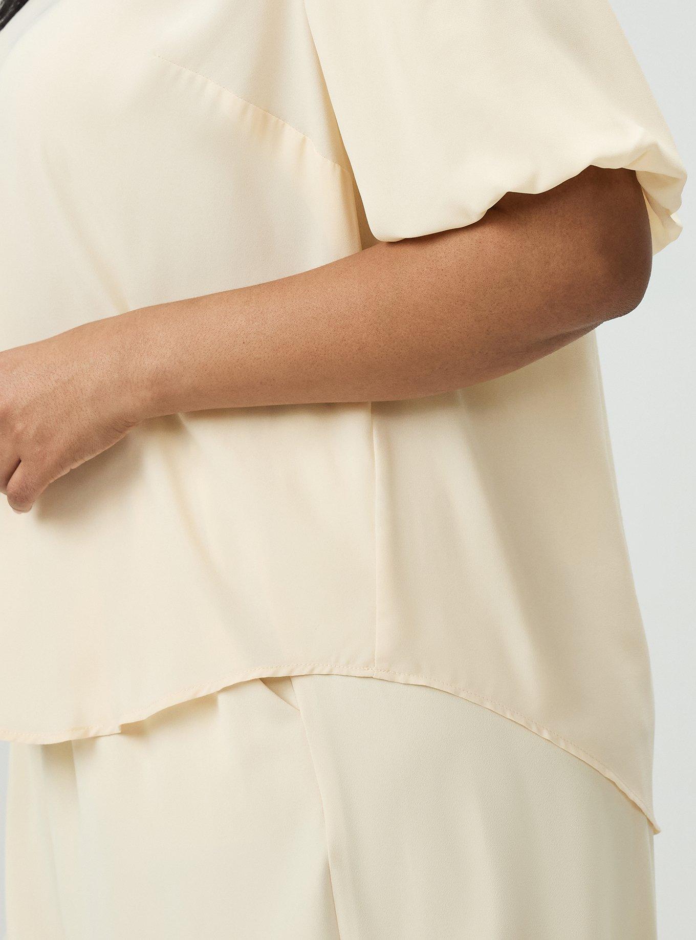 Harper Georgette Puff Sleeve Blouse, CREME BRULEE, alternate