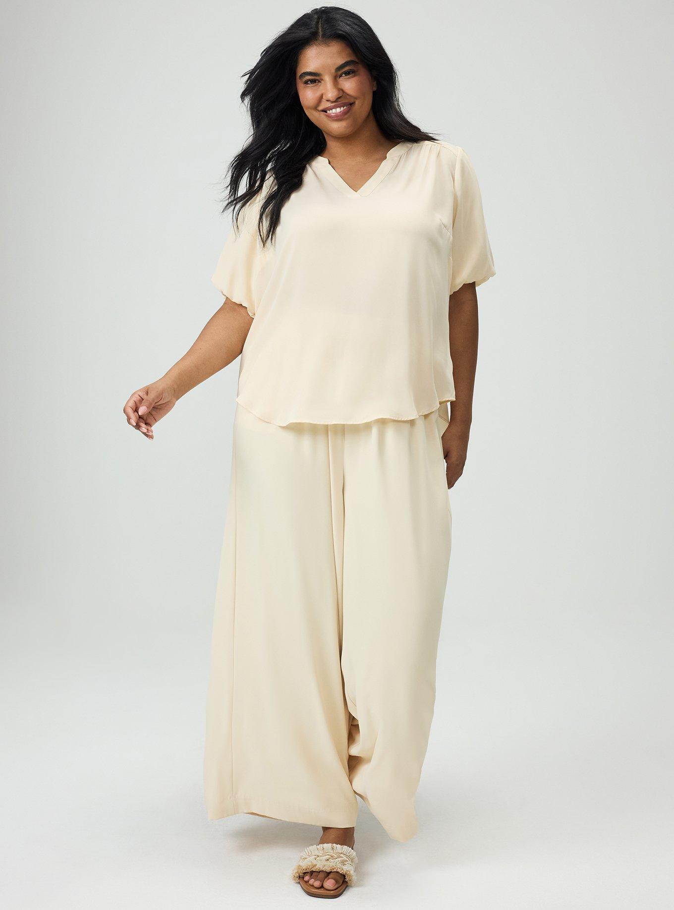 Harper Georgette Puff Sleeve Blouse, CREME BRULEE, alternate