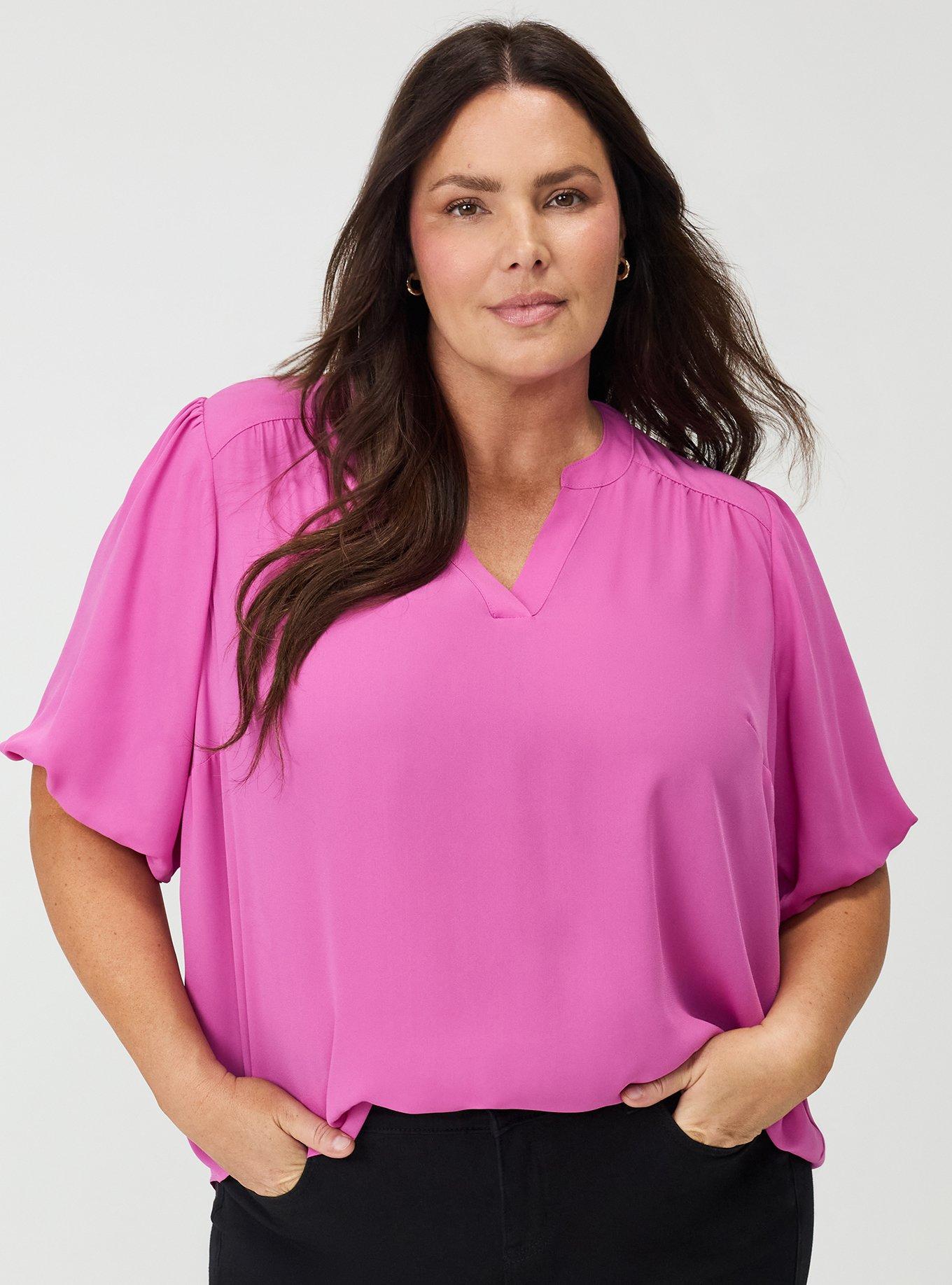 Harper Georgette Puff Sleeve Blouse, PURPLE ORCHID, alternate