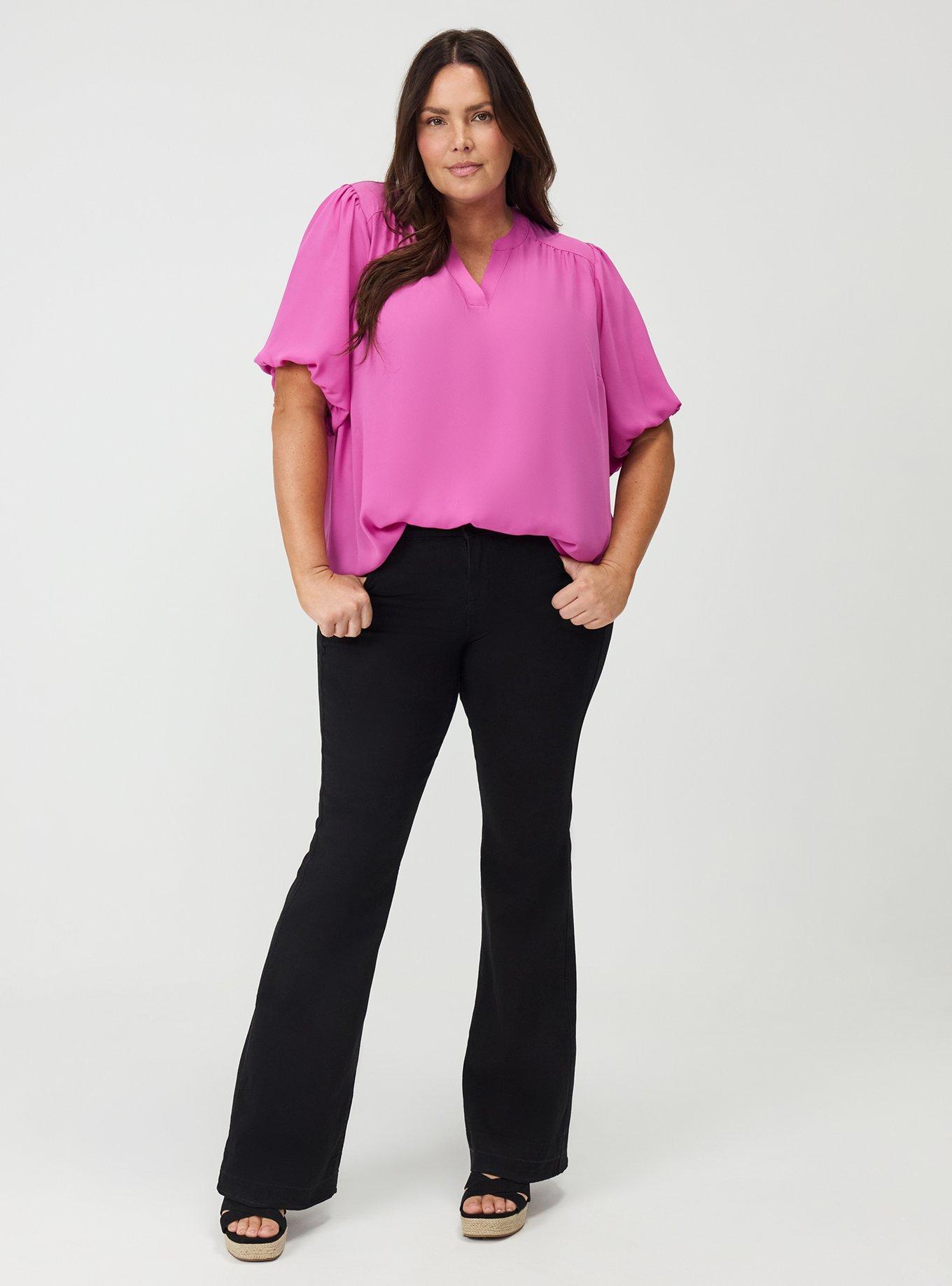 Harper Georgette Puff Sleeve Blouse, PURPLE ORCHID, alternate