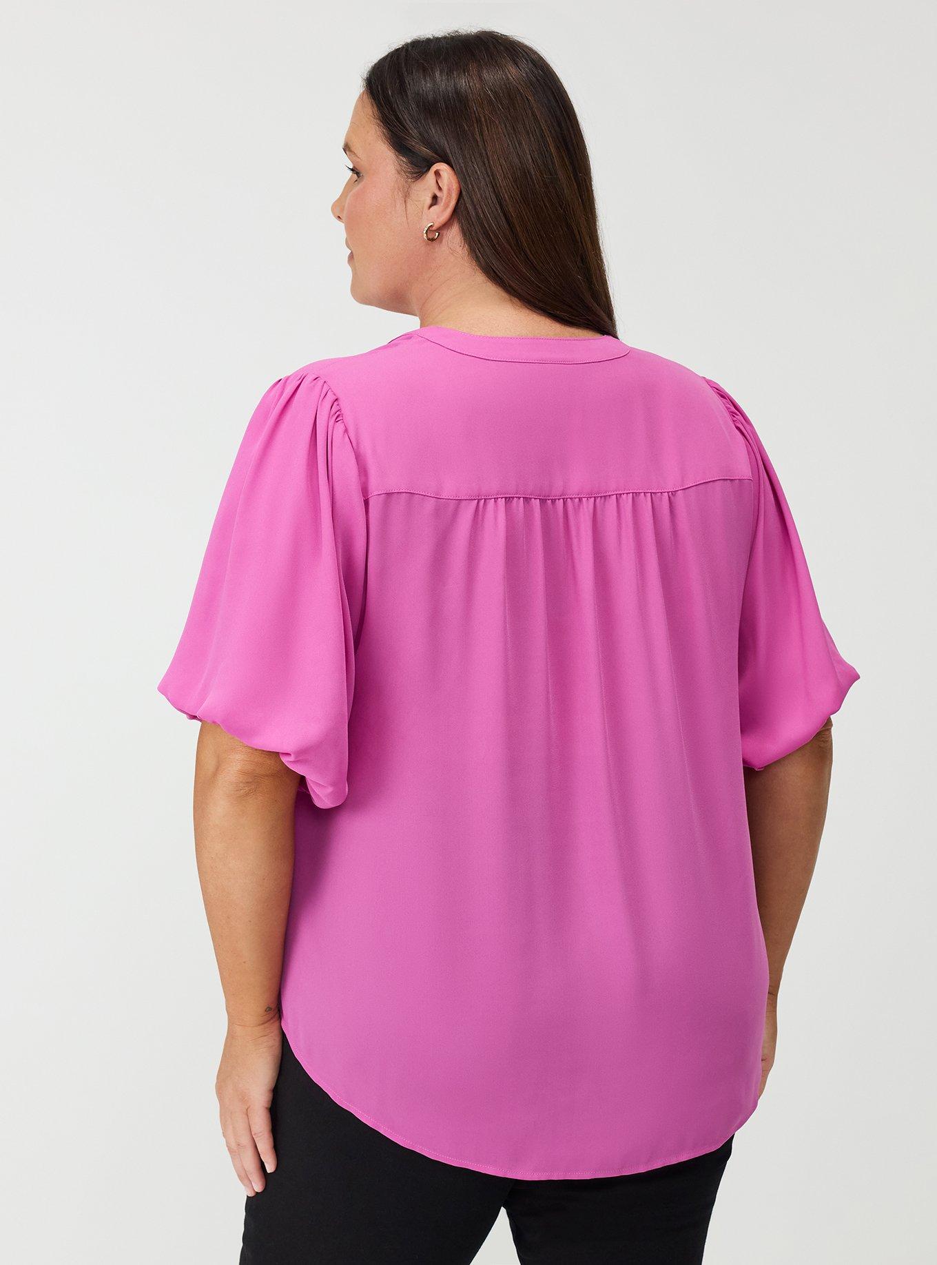 Harper Georgette Puff Sleeve Blouse, PURPLE ORCHID, alternate