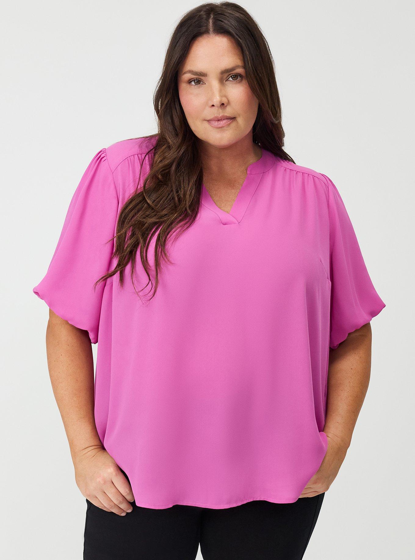 Harper Georgette Puff Sleeve Blouse, PURPLE ORCHID, hi-res