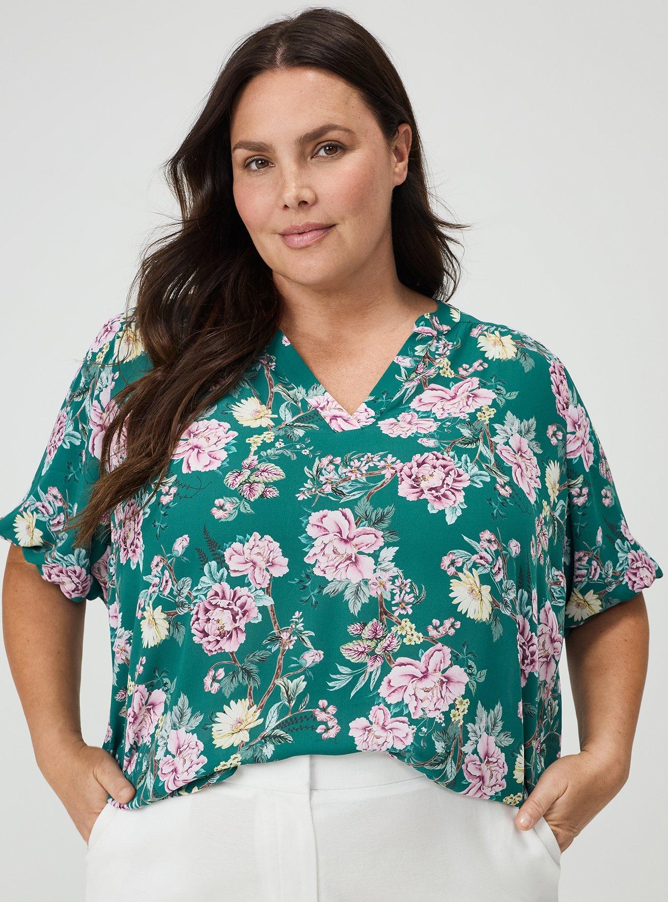 Harper Georgette Puff Sleeve Blouse, BRANCH GARDEN FLORAL GREEN, alternate