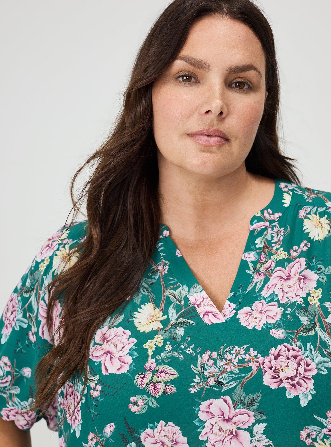 Harper Georgette Puff Sleeve Blouse, BRANCH GARDEN FLORAL GREEN, alternate