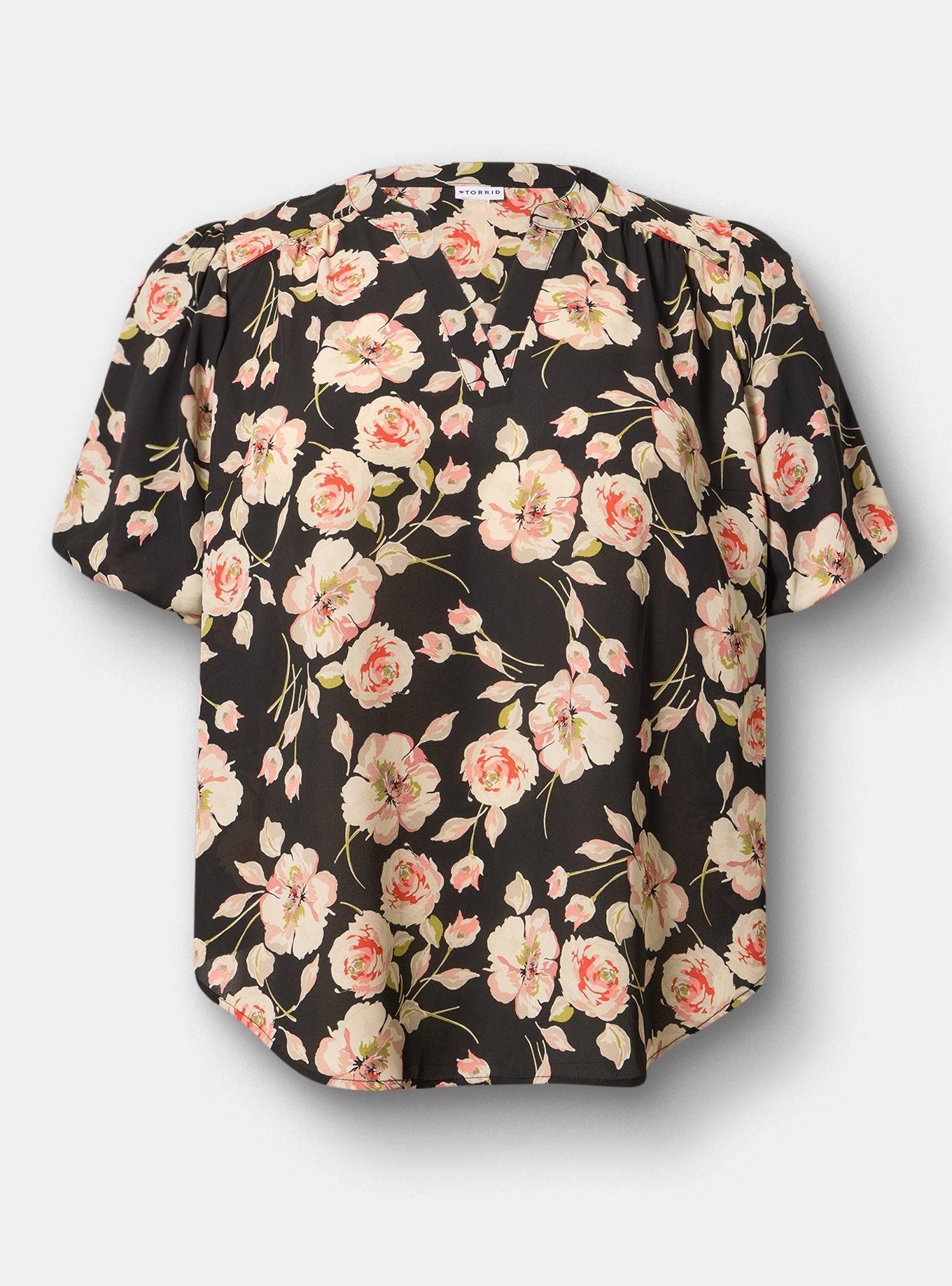 Harper Georgette Puff Sleeve Blouse, SHARON FLORAL MULTI, flat