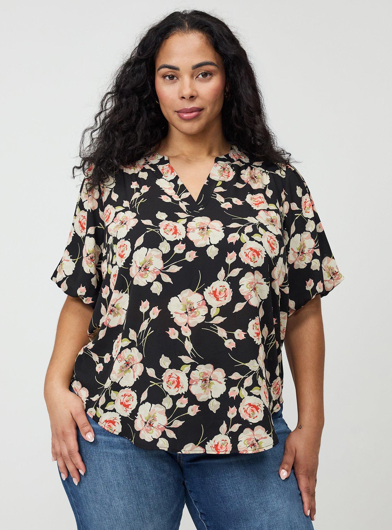Harper Georgette Puff Sleeve Blouse, SHARON FLORAL MULTI, hi-res