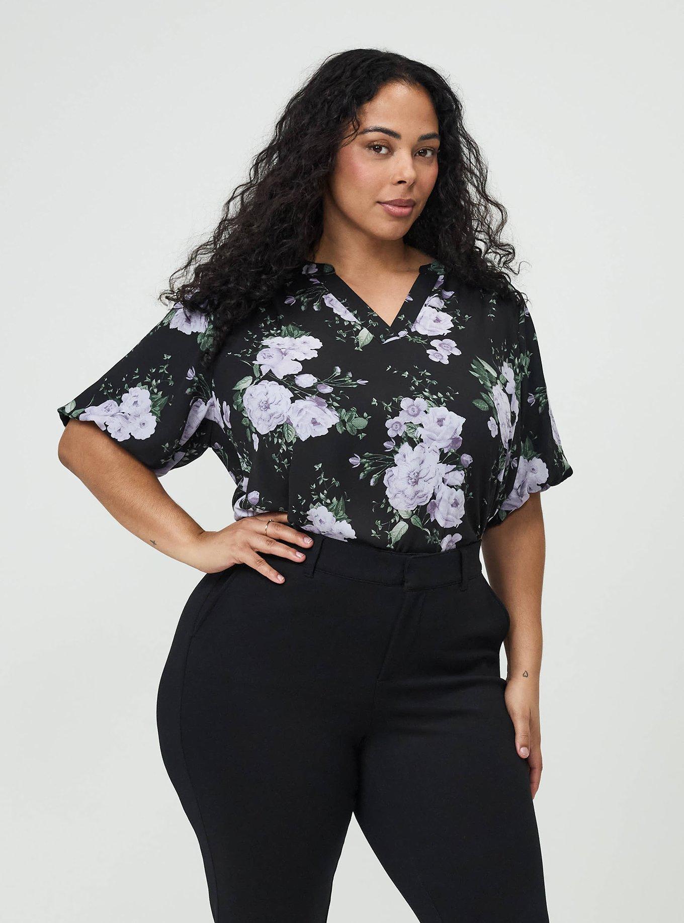 Harper Georgette Puff Sleeve Blouse, GRACIE FLORAL BLACK, alternate