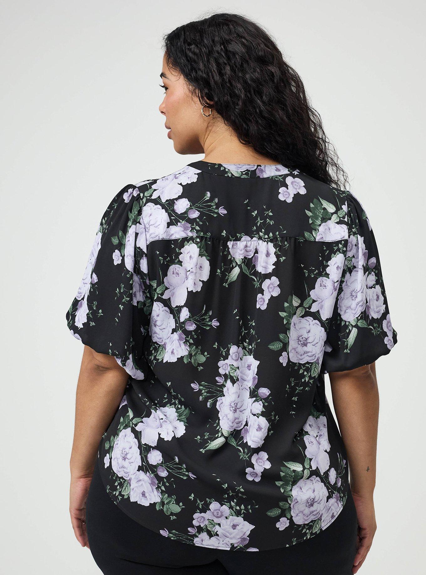 Harper Georgette Puff Sleeve Blouse, GRACIE FLORAL BLACK, alternate