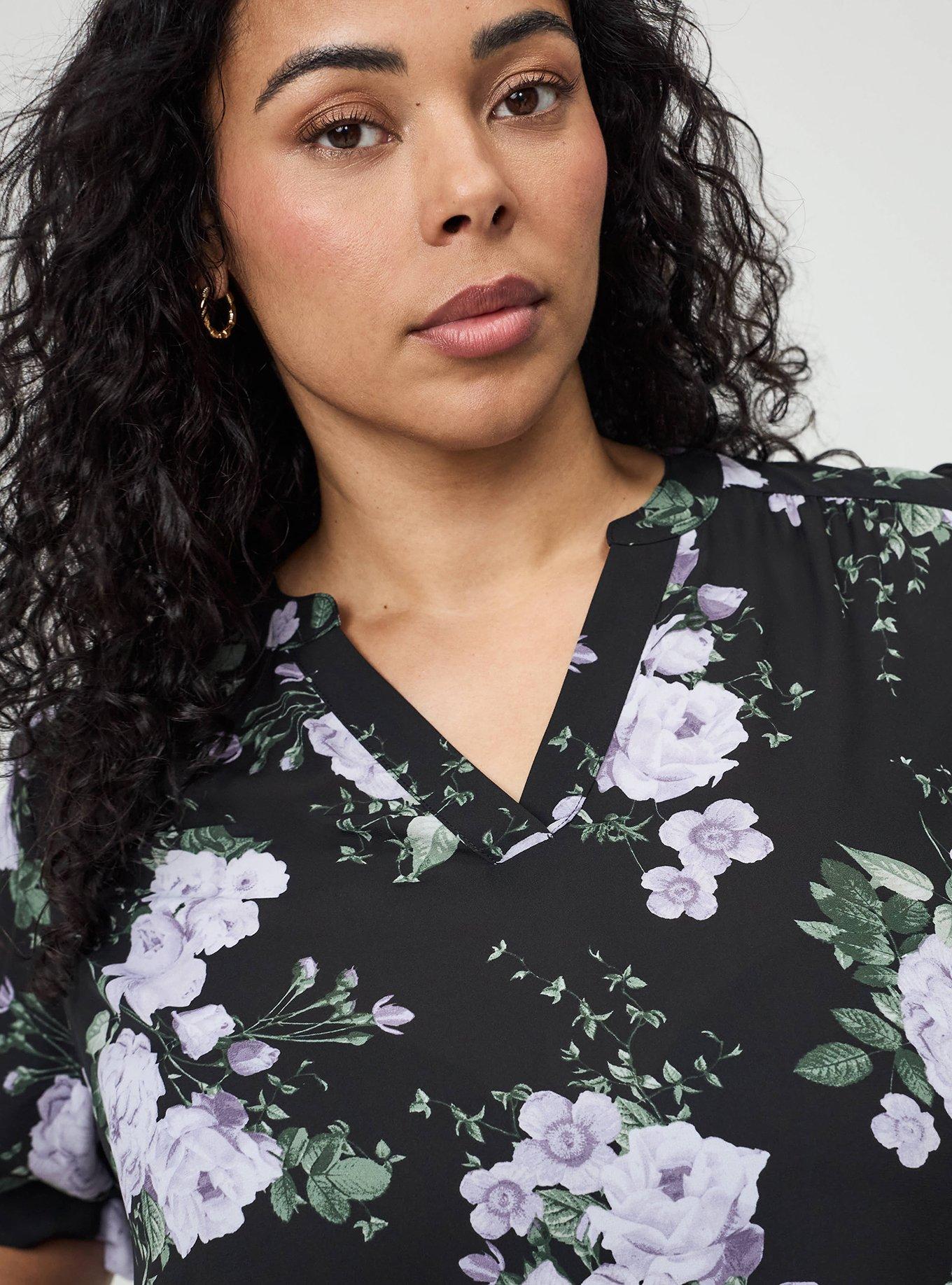 Harper Georgette Puff Sleeve Blouse, GRACIE FLORAL BLACK, alternate