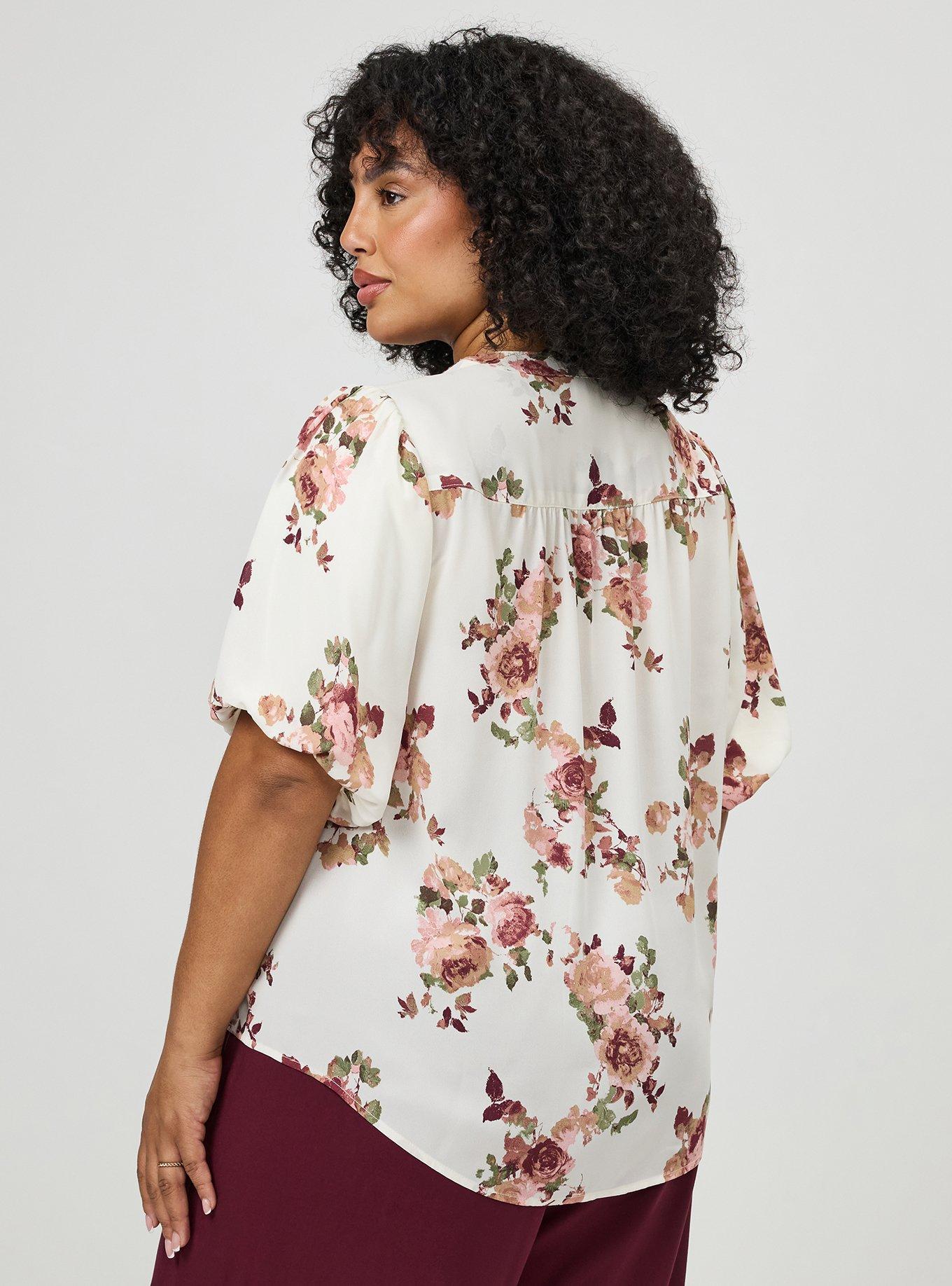 Harper Georgette Puff Sleeve Blouse, KATHERINE FLORAL PEACH, alternate