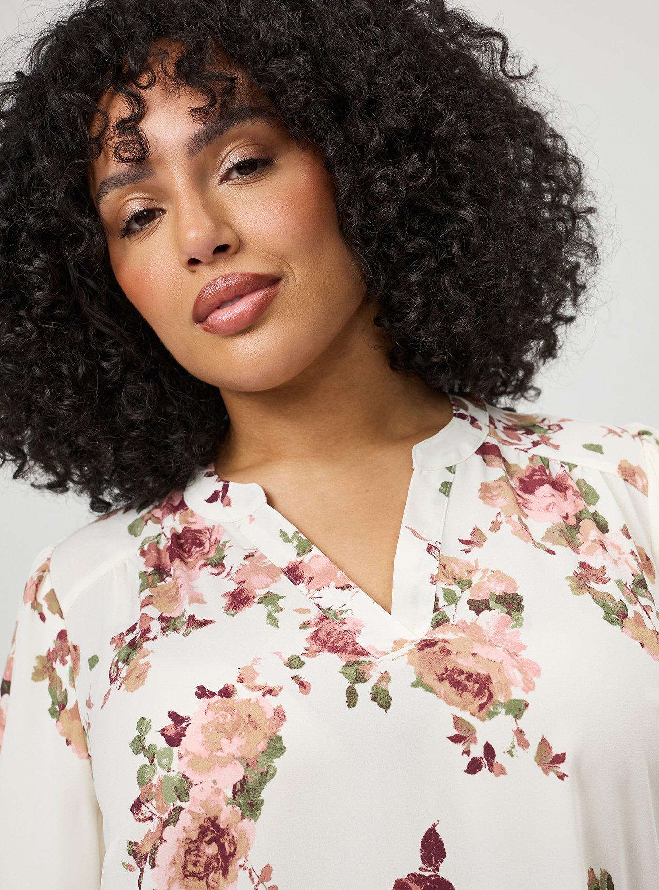 Harper Georgette Puff Sleeve Blouse, KATHERINE FLORAL PEACH, alternate