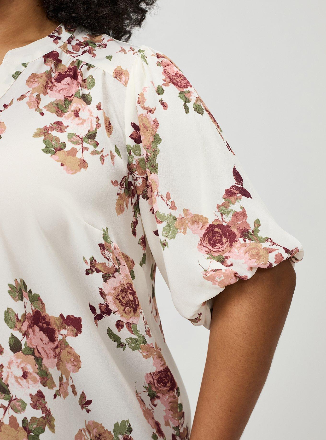 Harper Georgette Puff Sleeve Blouse, KATHERINE FLORAL PEACH, alternate