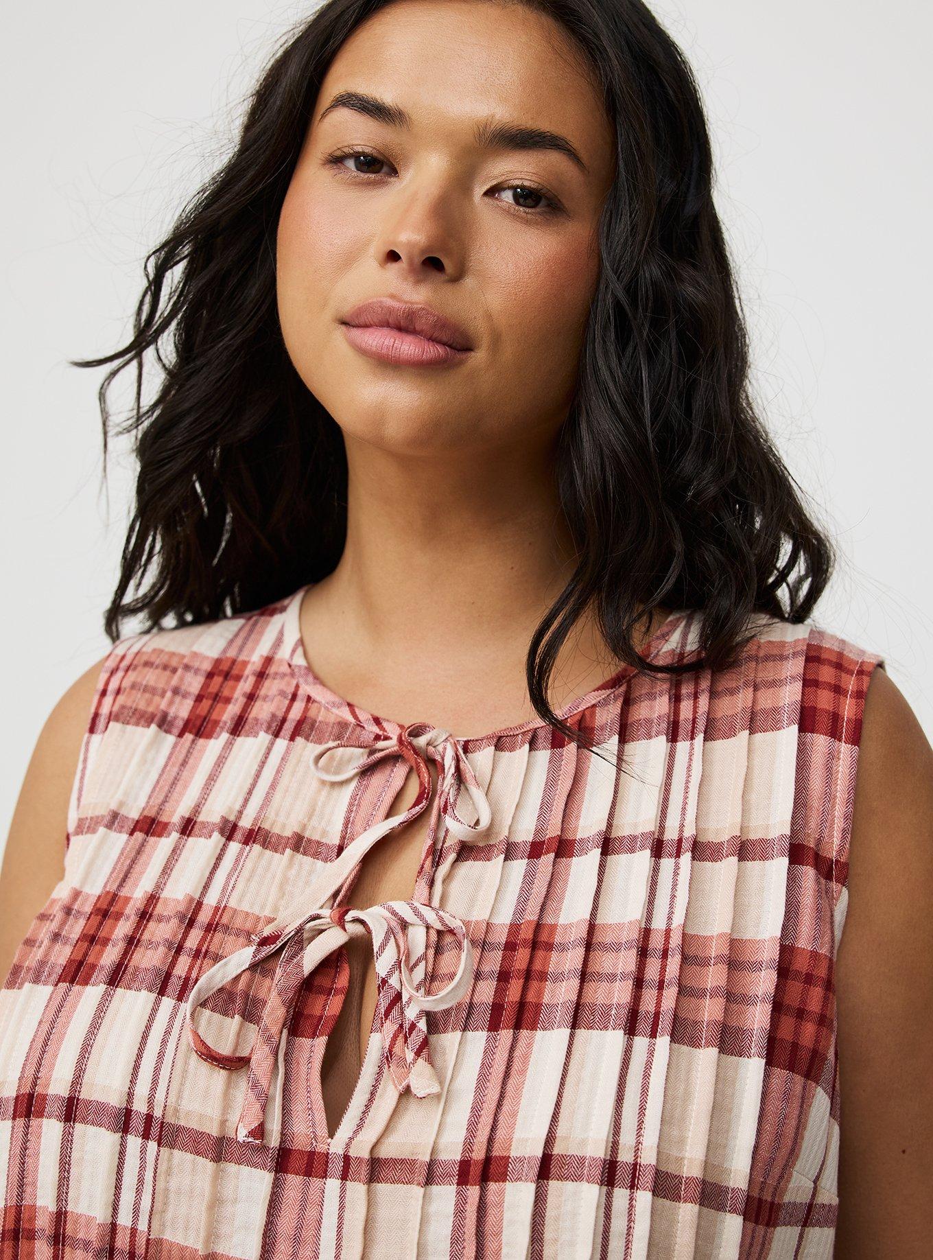 Pleated Front Tie Tank